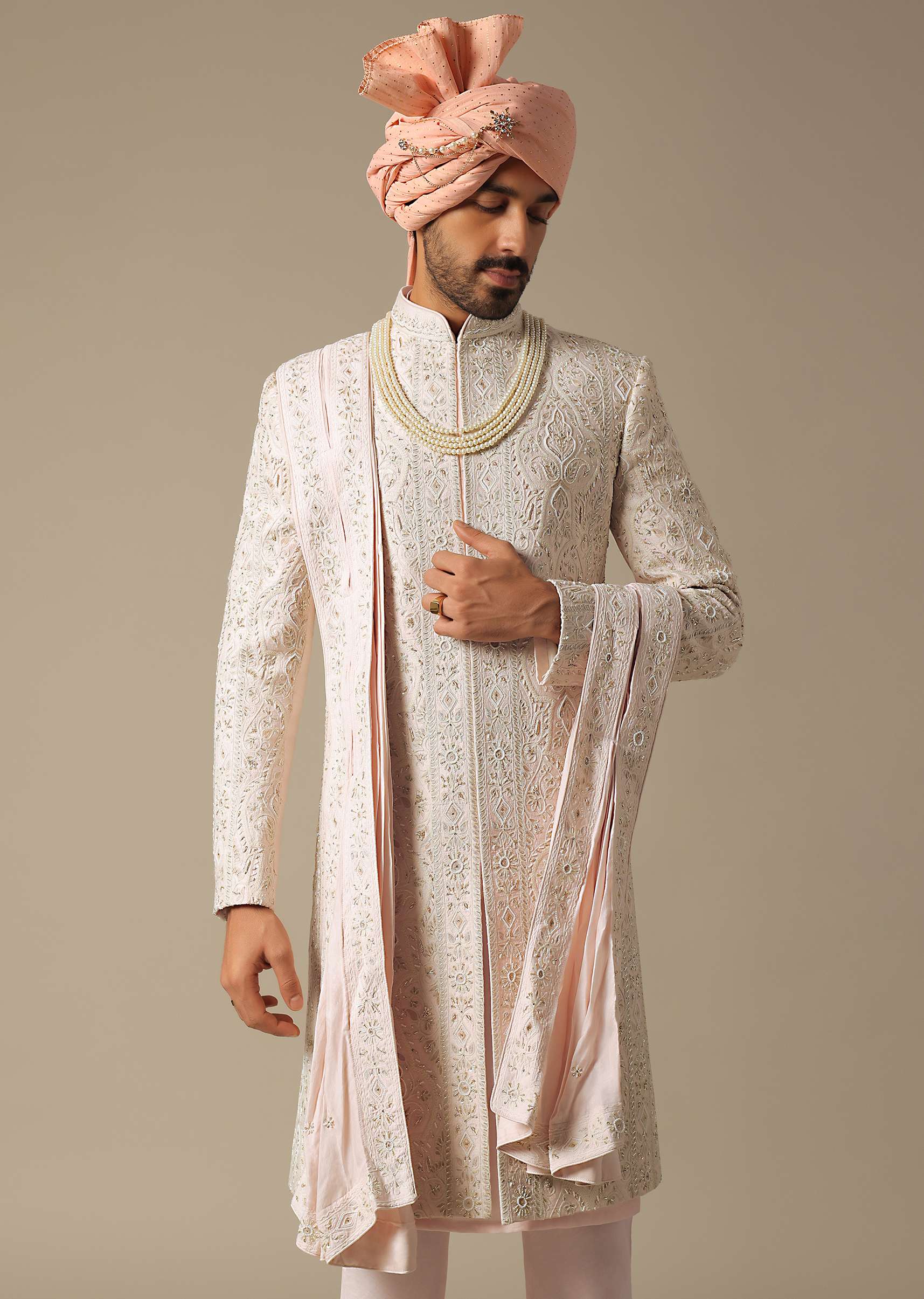 Pink Opulence Sherwani Set For Grooms - Image 3