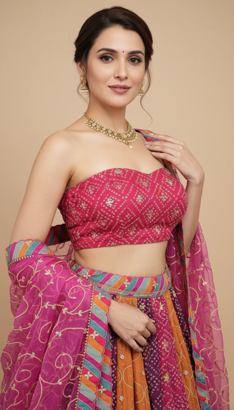 Pink Petal Bridesmaid Lehenga - Image 3