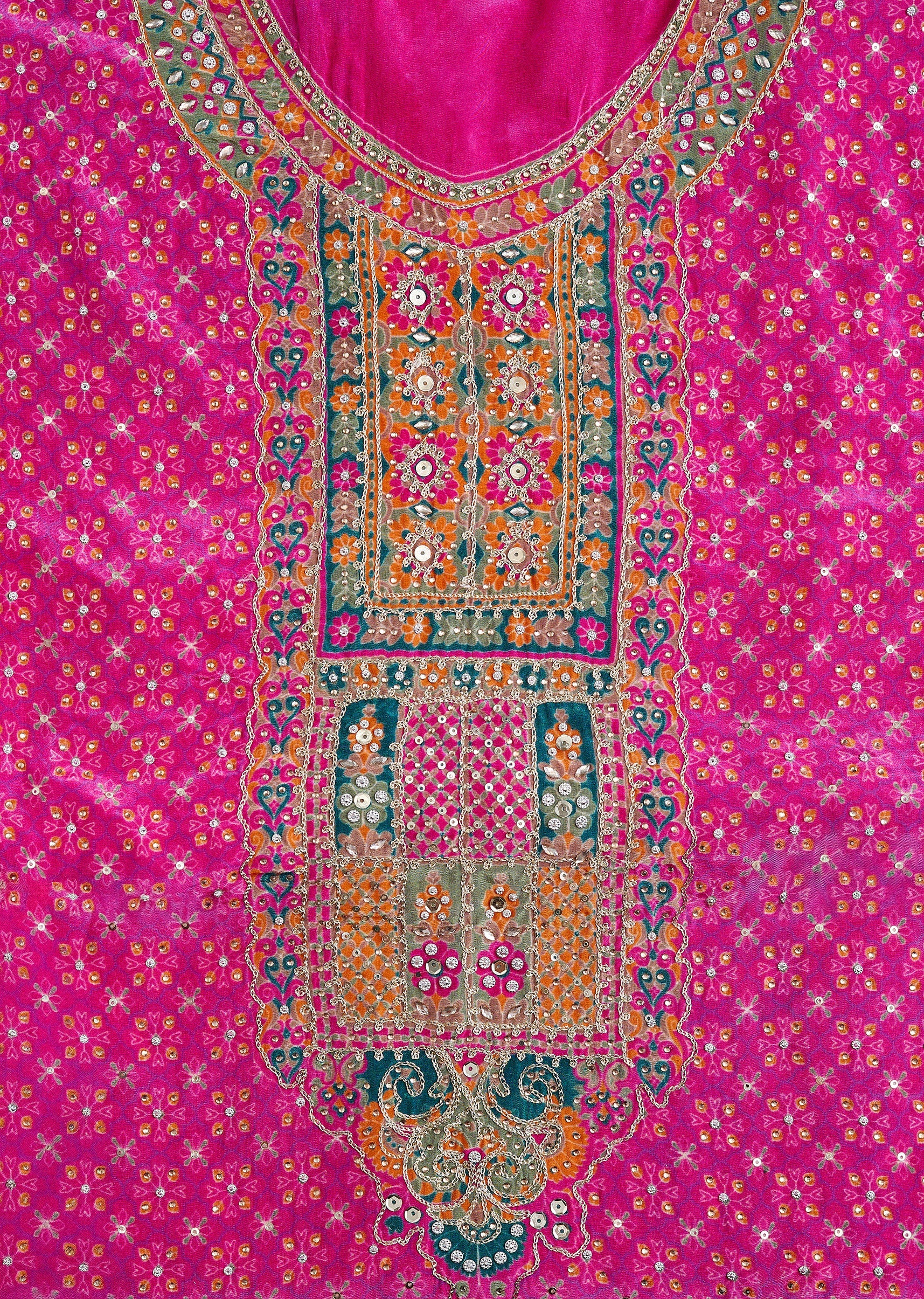 Pink Printed Crepe Dress Material Suit - Image 2