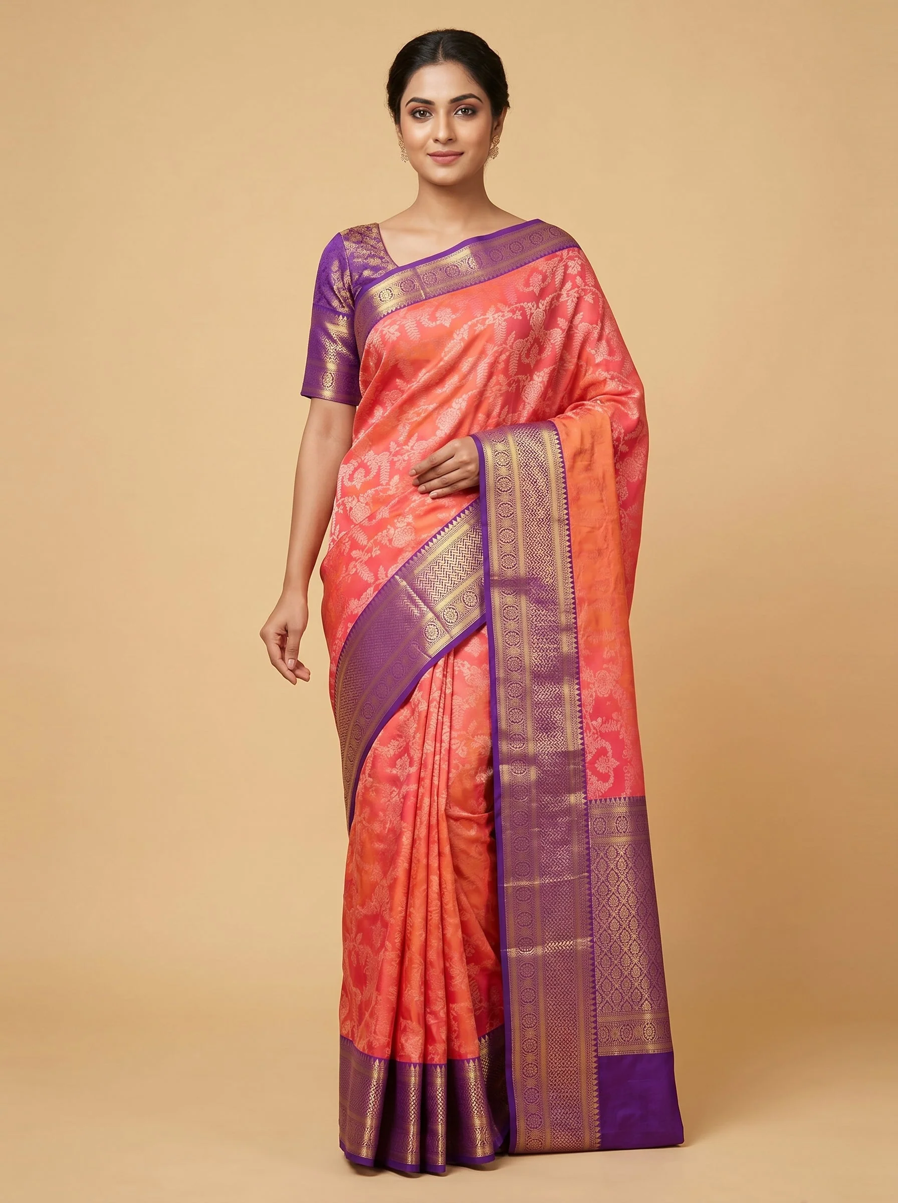 Pink Purple Dual Tone Handloom Saree