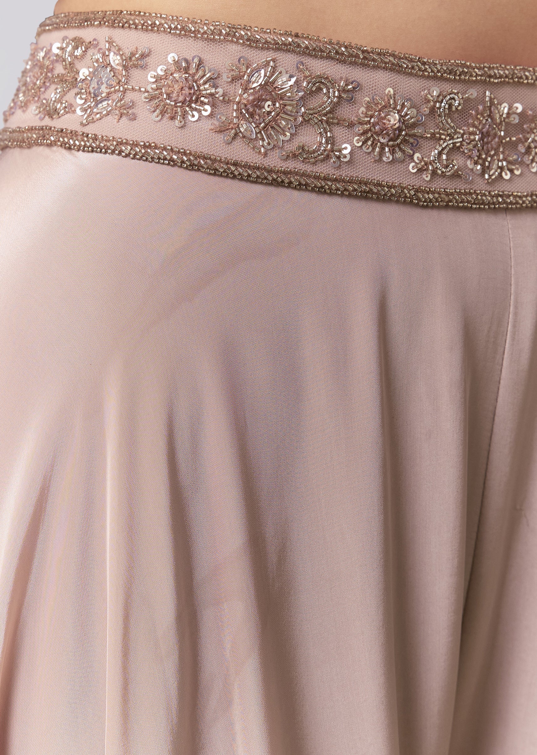 Pink Sequin Embellished Crop Top Palazzo Set - Image 6