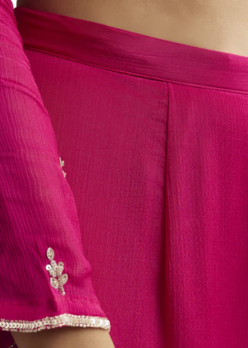 Pink Sequins Embroidered Sharara Set With Dupatta - Image 5