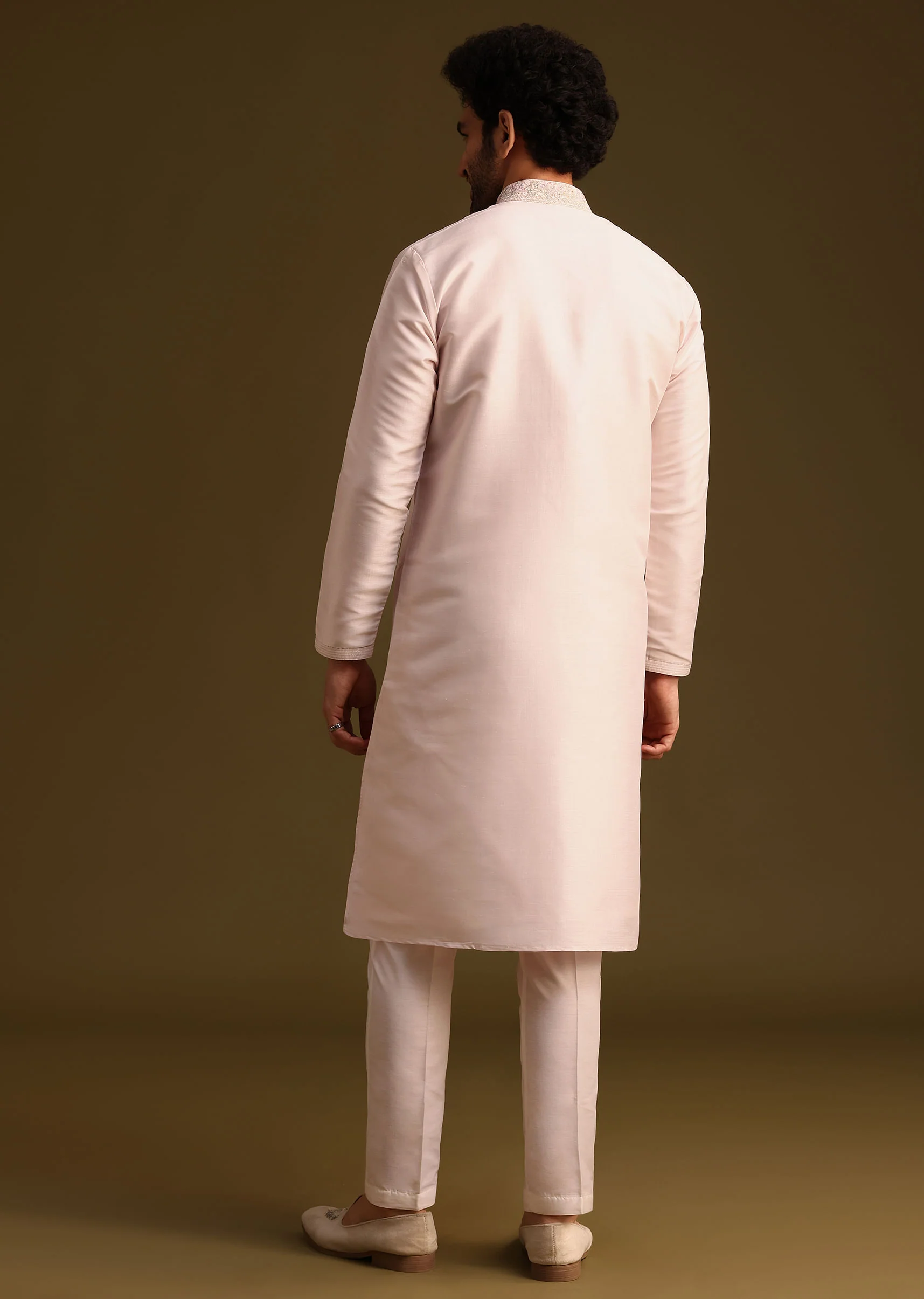 Pink Silk Full Sleeves Kurta And Pant - Image 5