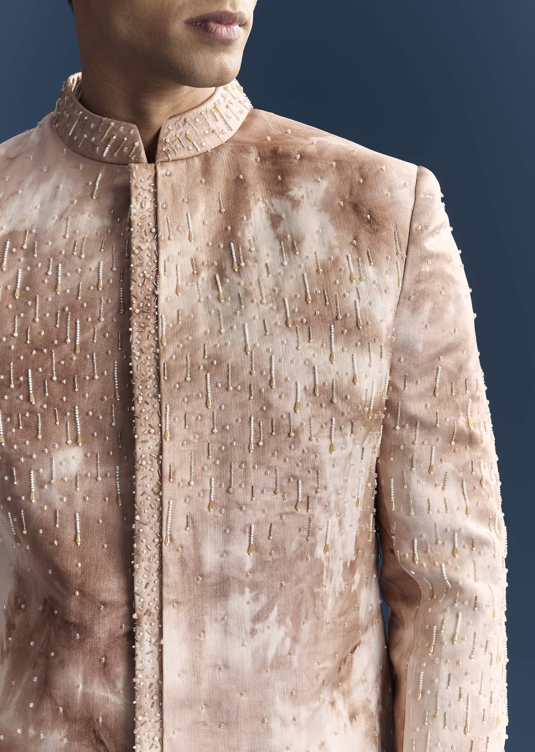 Pink Silk Indo Western Set For Men With Hand Embroidery - Image 2