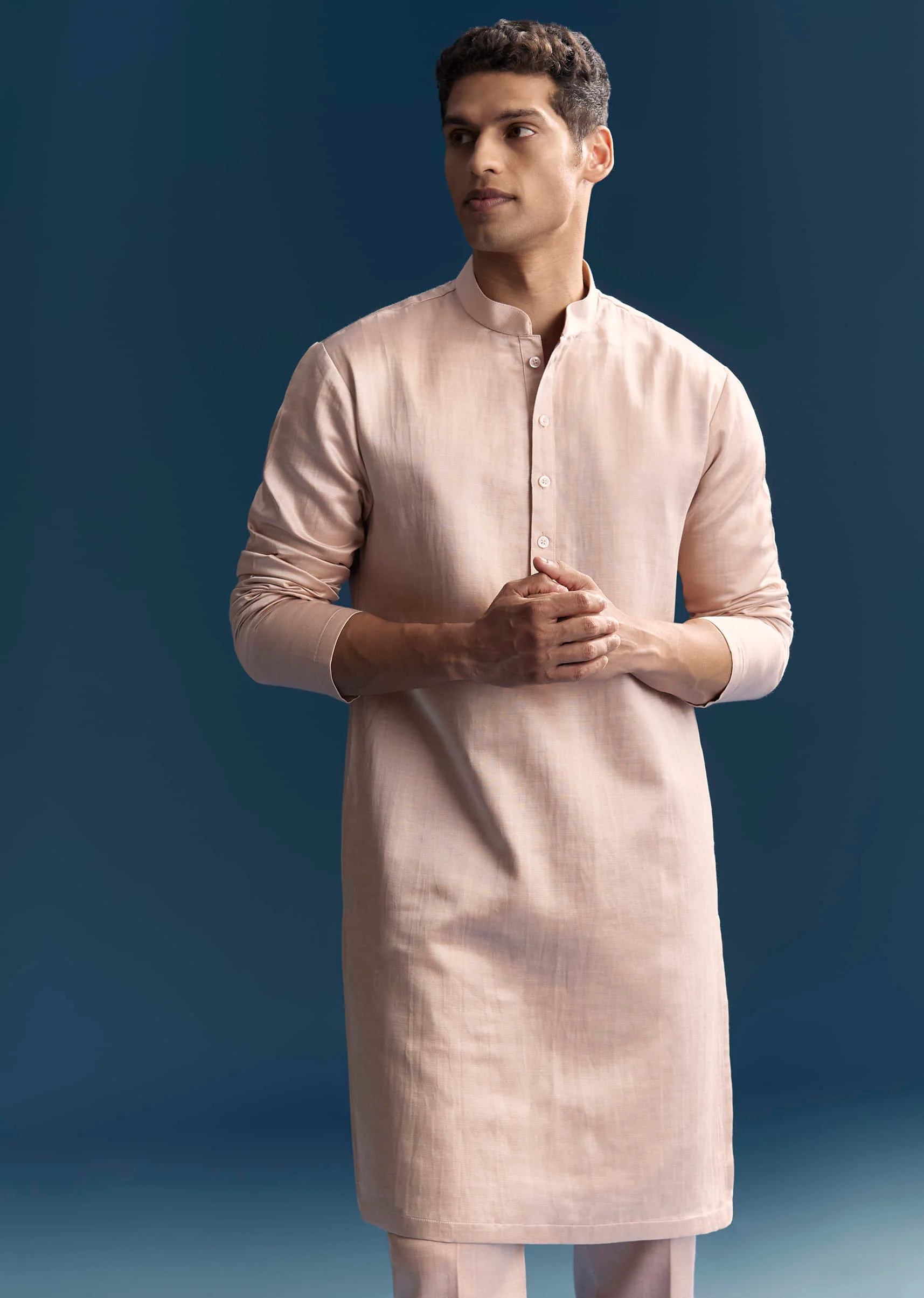 Pink Silk Indo Western Set For Men With Hand Embroidery - Image 6