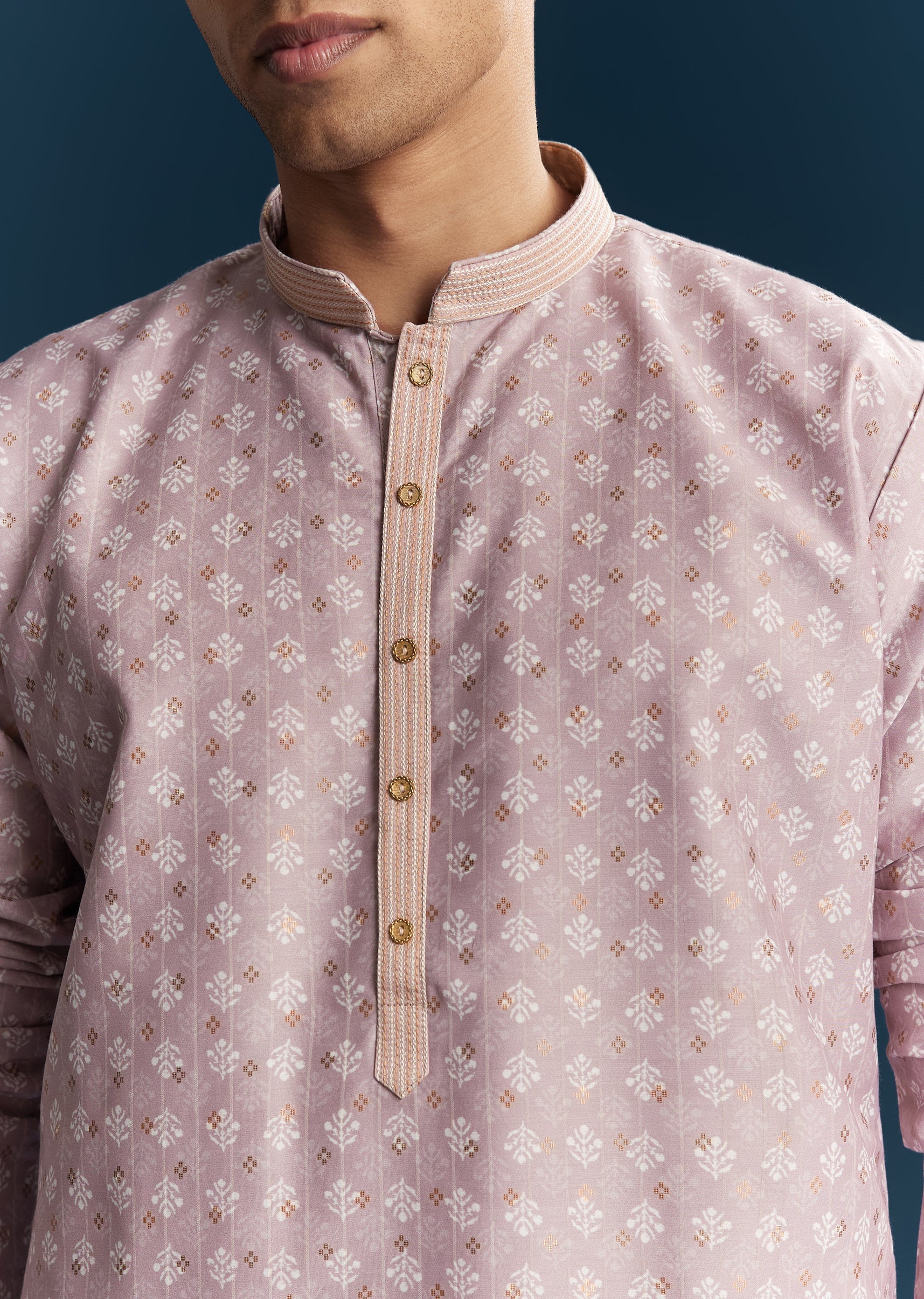 Pink Silk Kurta Set With Minimal Thread Detail - Image 2