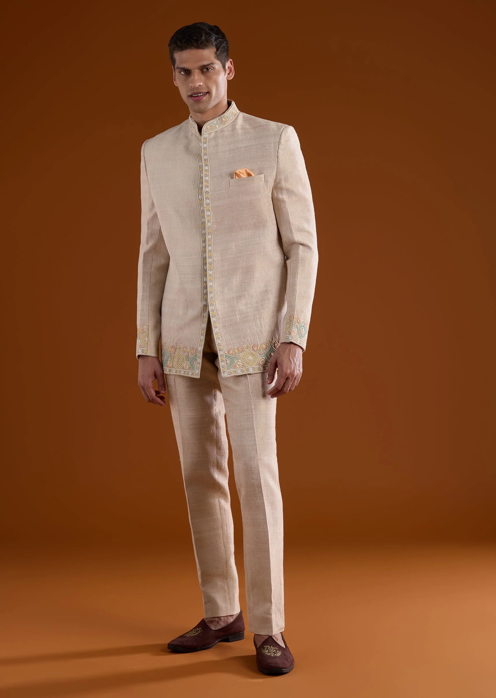 Pink Silk Mens Jodhpuri With Thread And Beads Work - Image 4