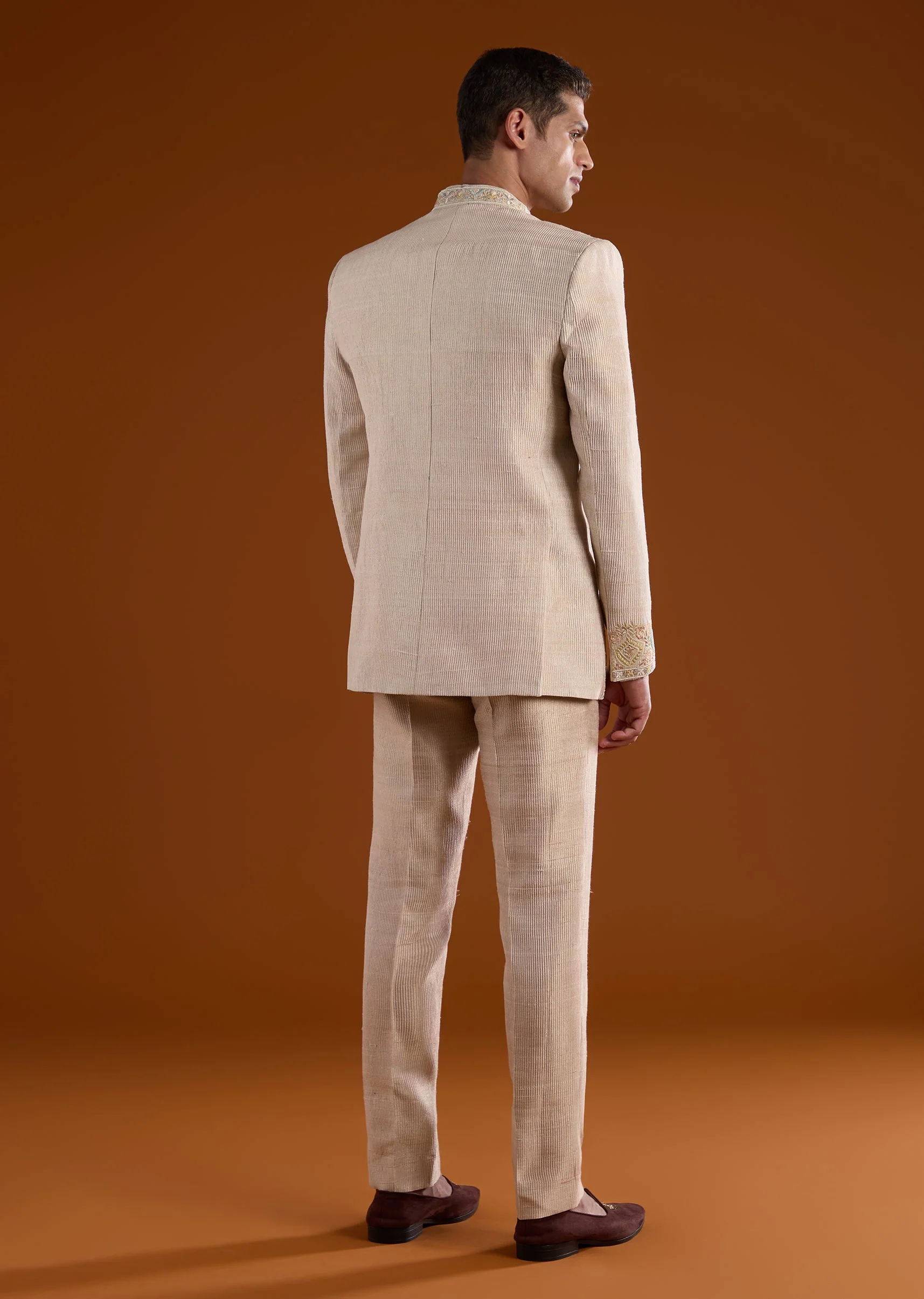 Pink Silk Mens Jodhpuri With Thread And Beads Work - Image 5