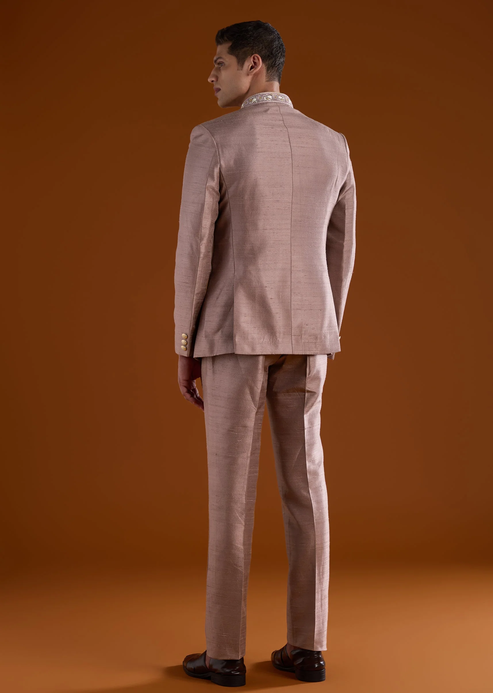 Pink Silk Mens Jodhpuri With Thread And Cut Dana Work - Image 5