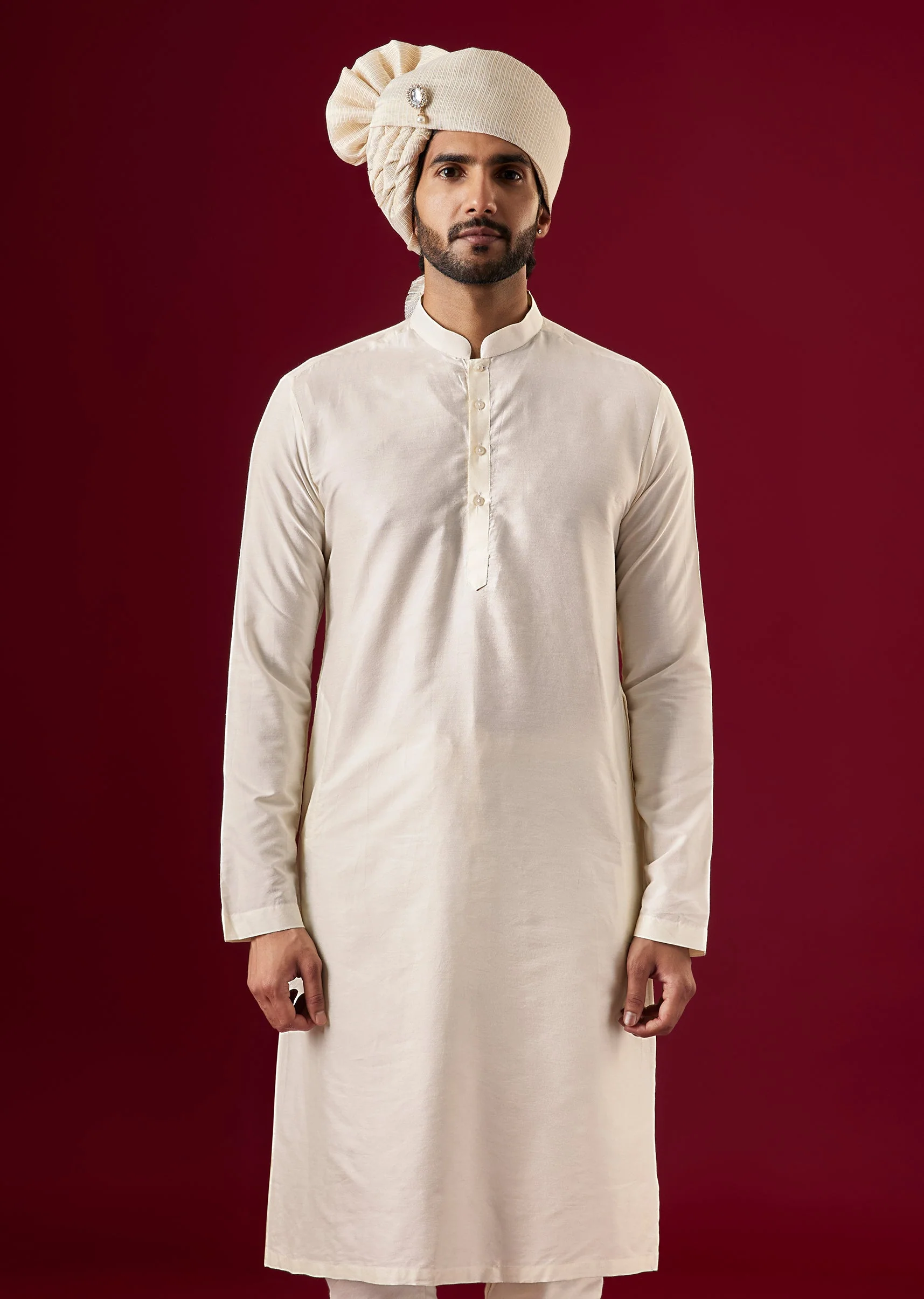 Pink Silk Sherwani Set With Zardosi Bead Work - Image 7