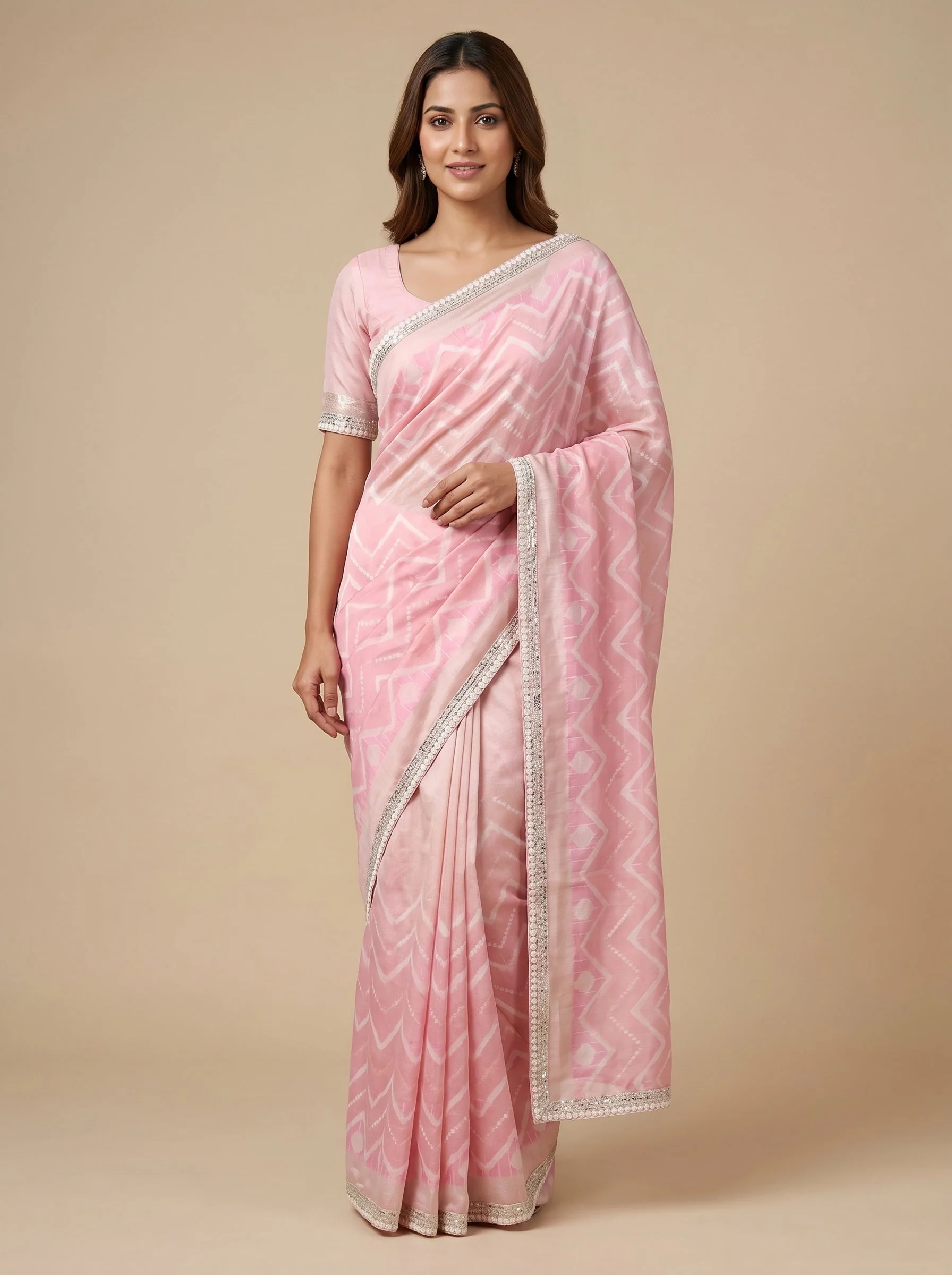 Pink Soft Embroidered Saree