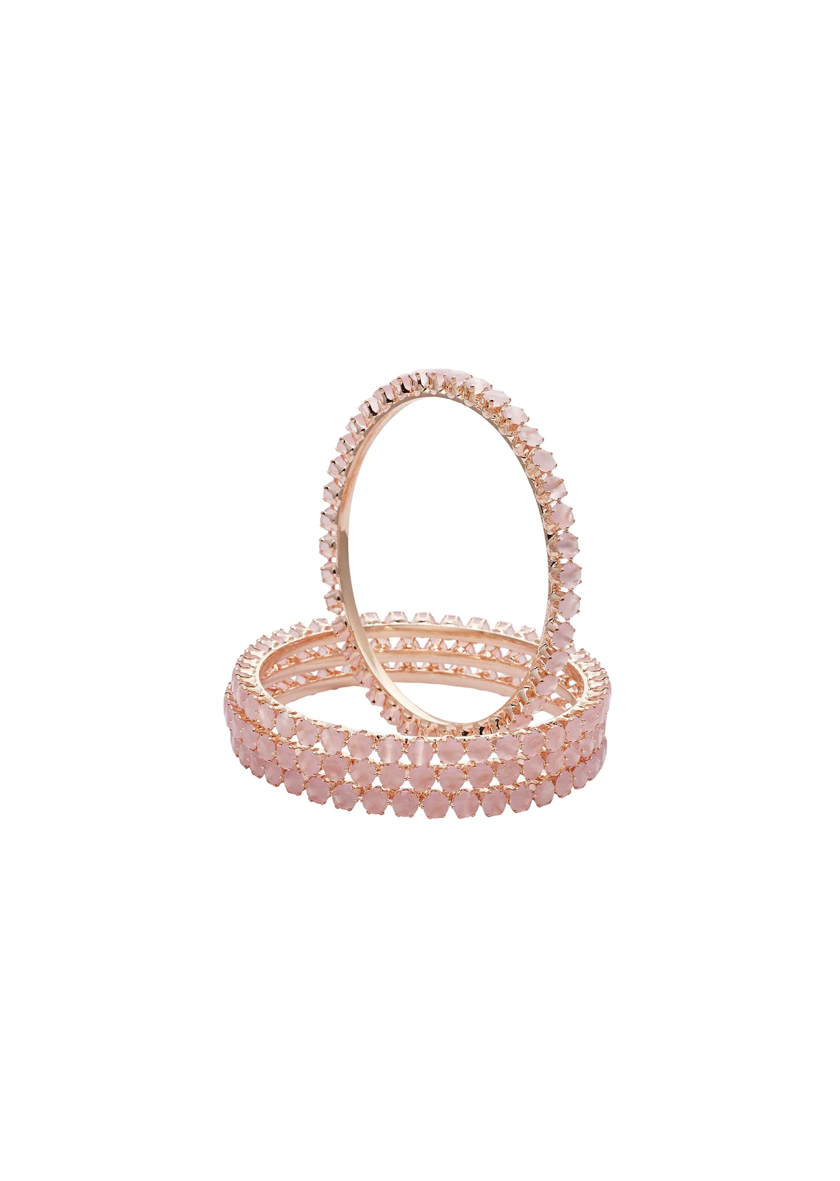 Pink Stone Crystal Bangle Set