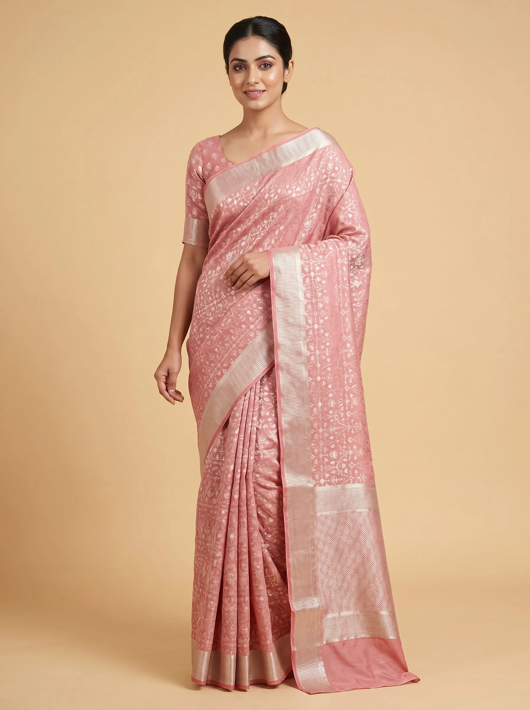 Pink Subtle Flow Handloom Saree
