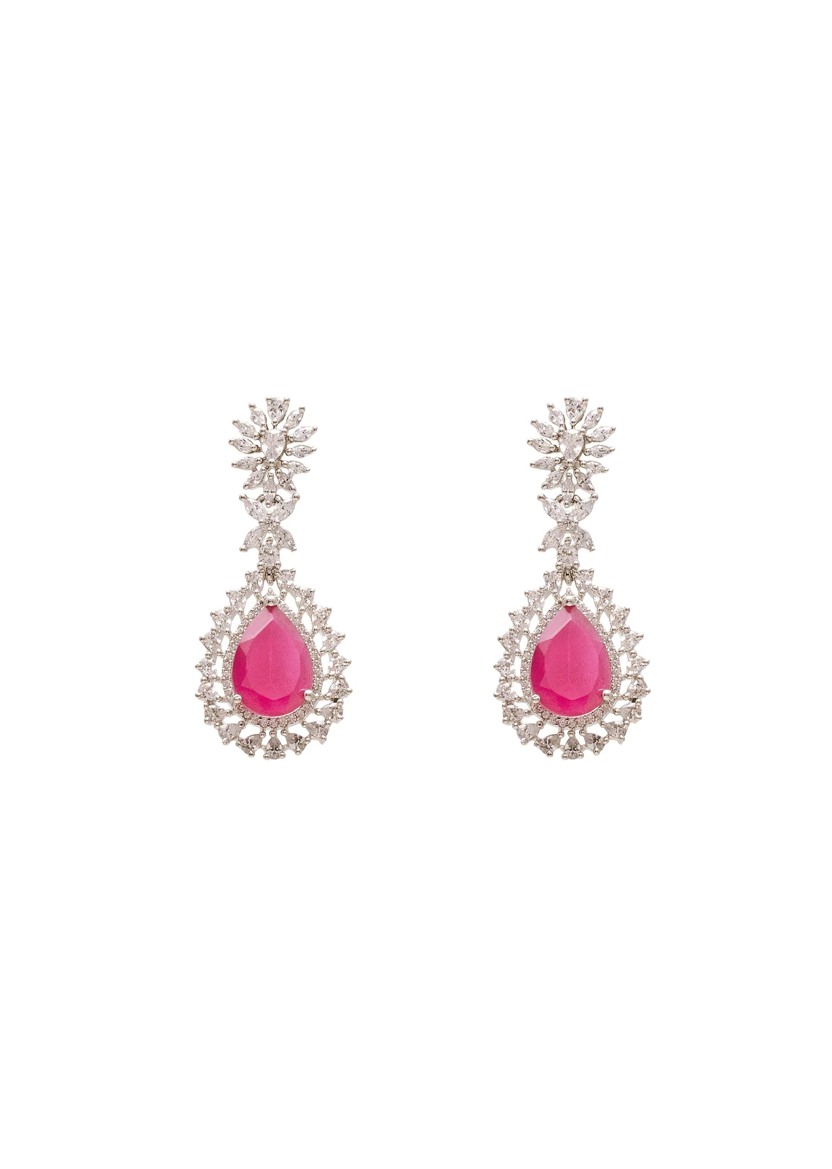 Pink Teardrop CZ Necklace Set - Image 3