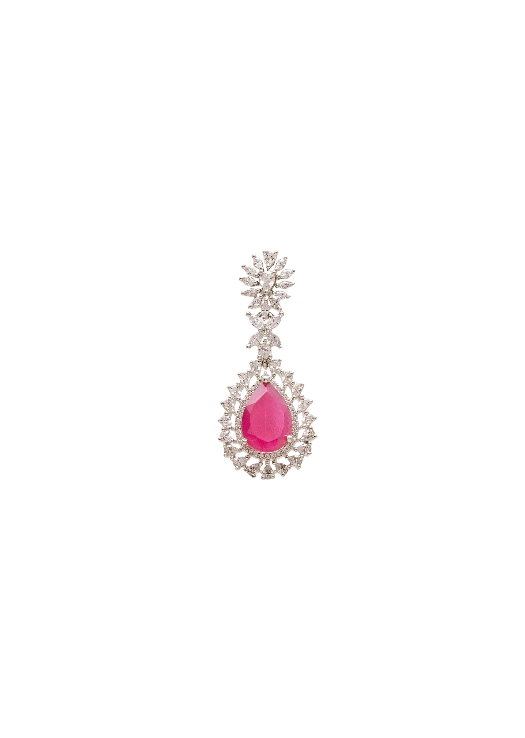Pink Teardrop CZ Necklace Set - Image 4