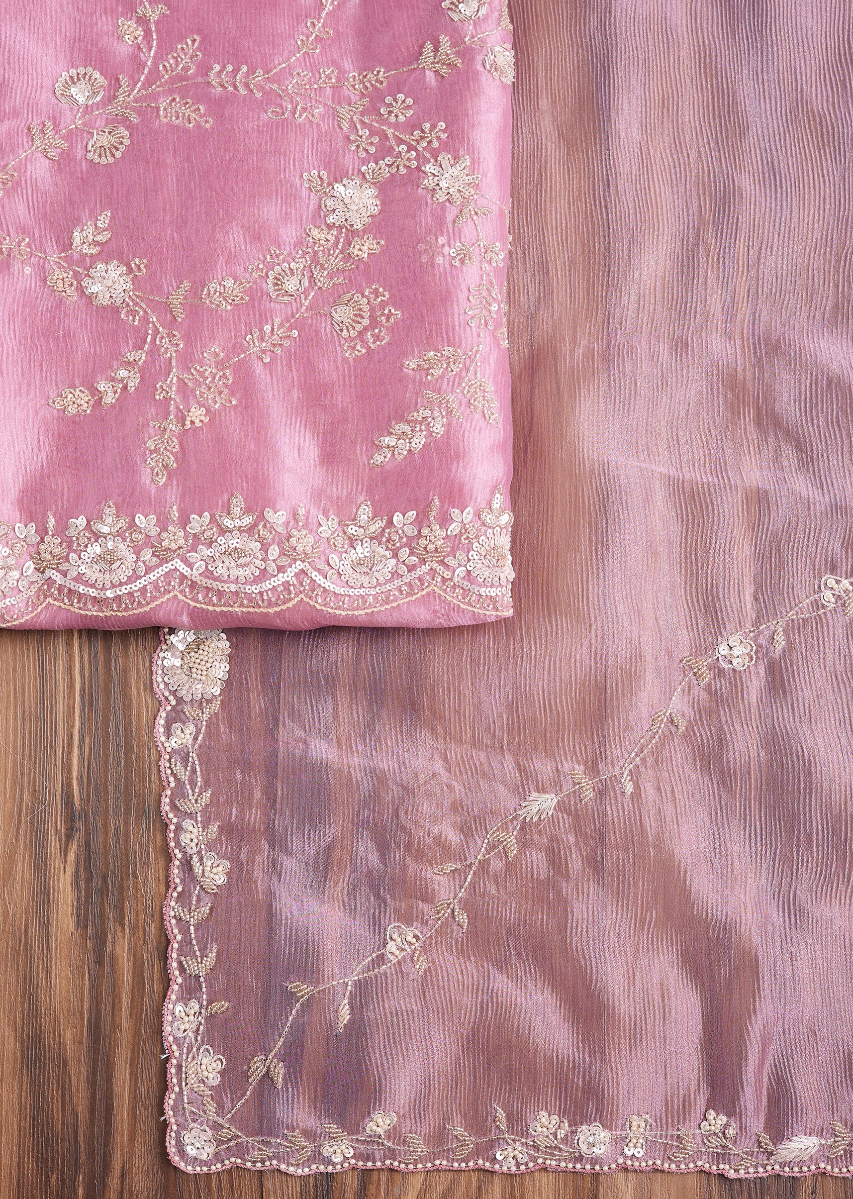 Pink Tissue Dress Material Suit - Image 3