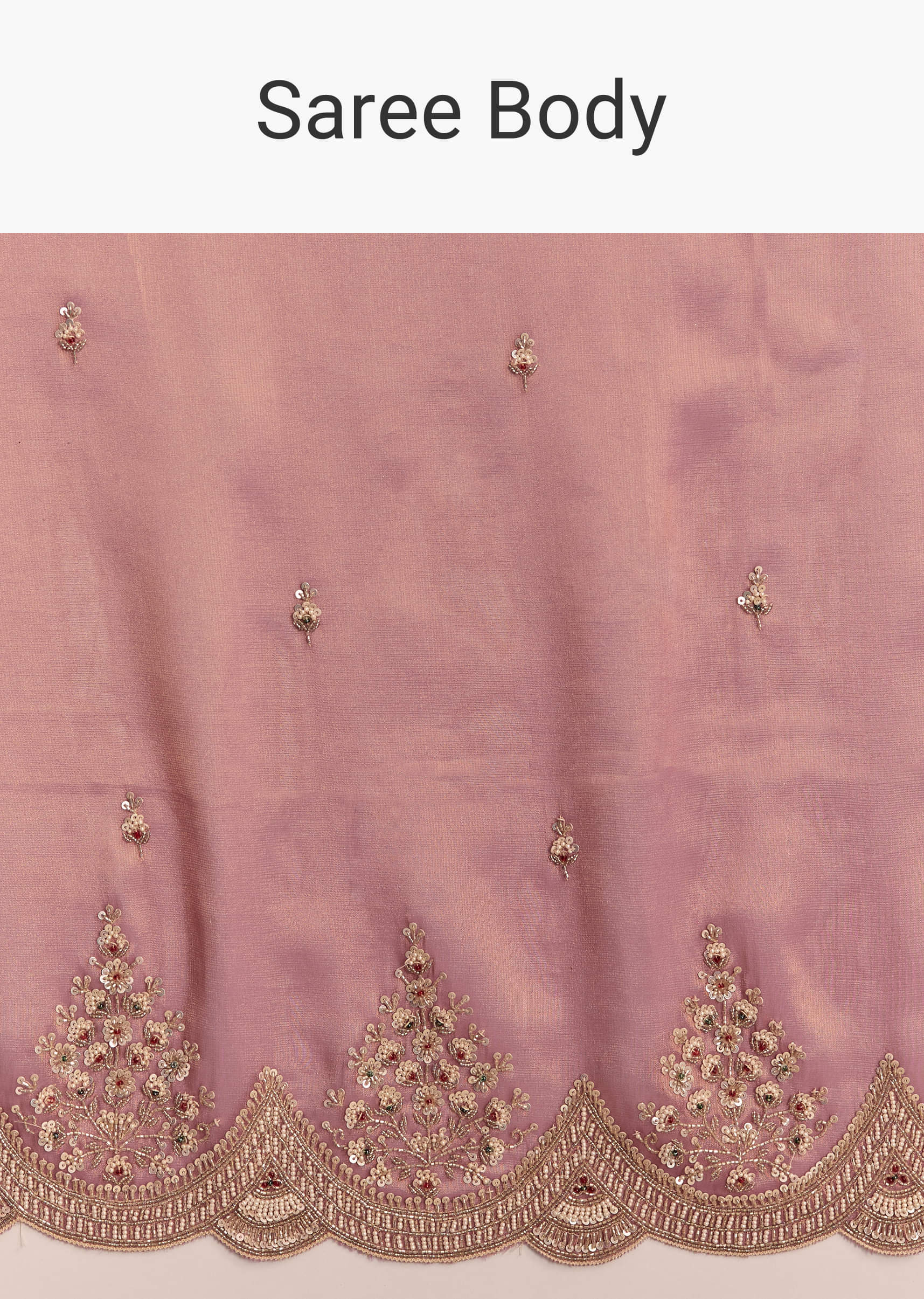 Pink Tissue Embroidered Saree With Sequin And Stone Work - Image 9