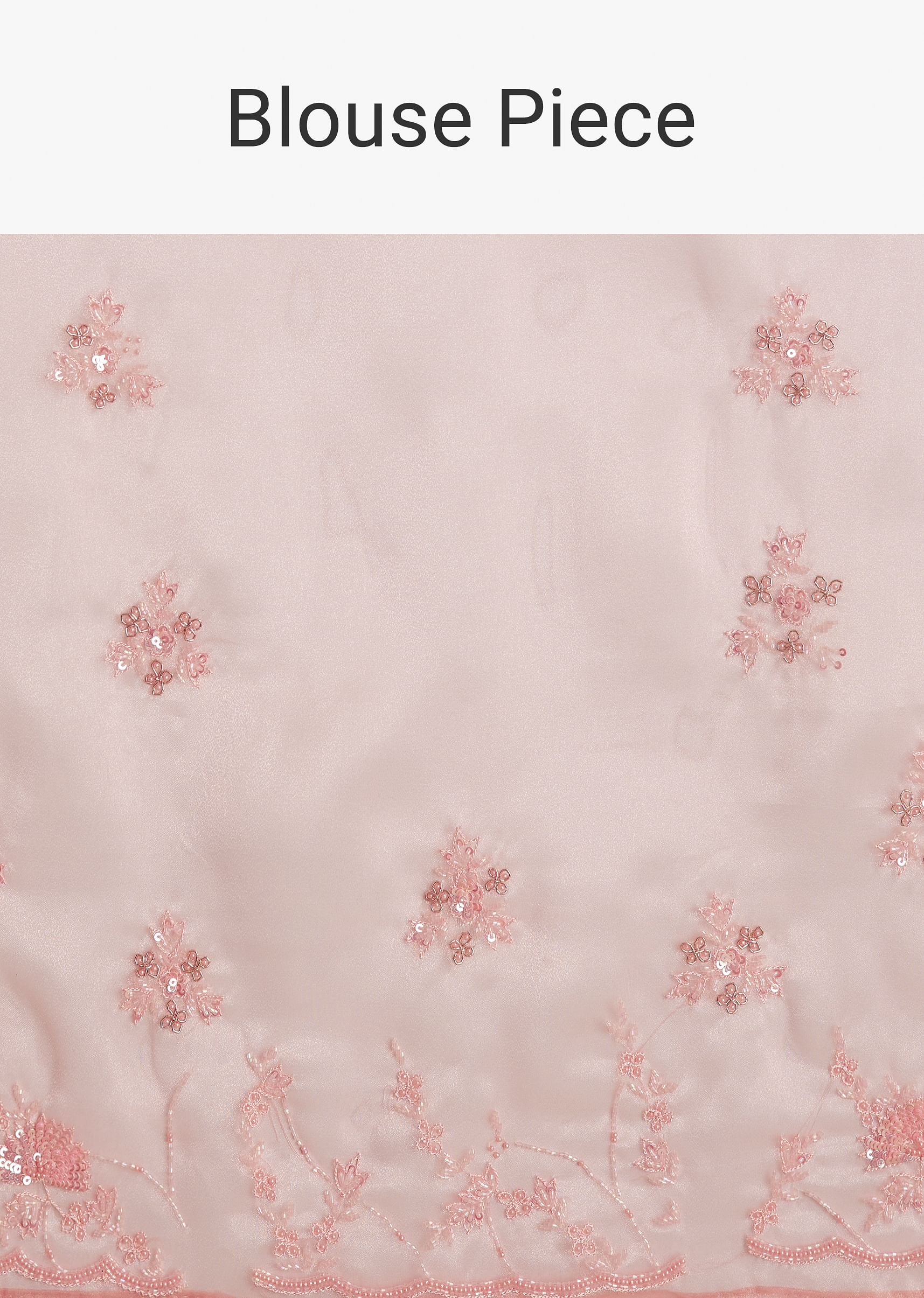 Pink Tissue Saree With Heavy Cutdana And Beads Embroidery - Image 10