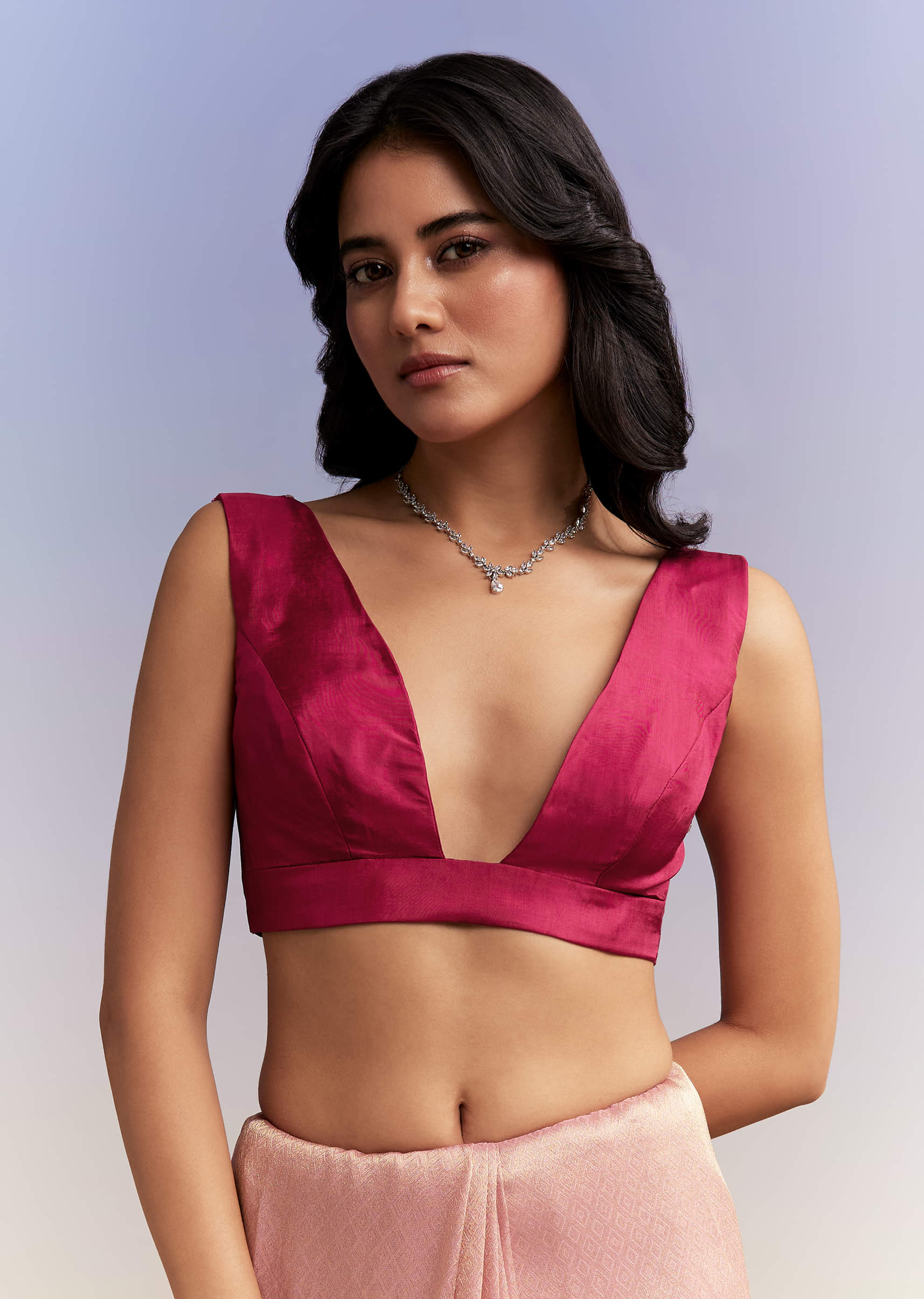 Pink Tissue Saree With Heavy Hand Embroidery - Image 7