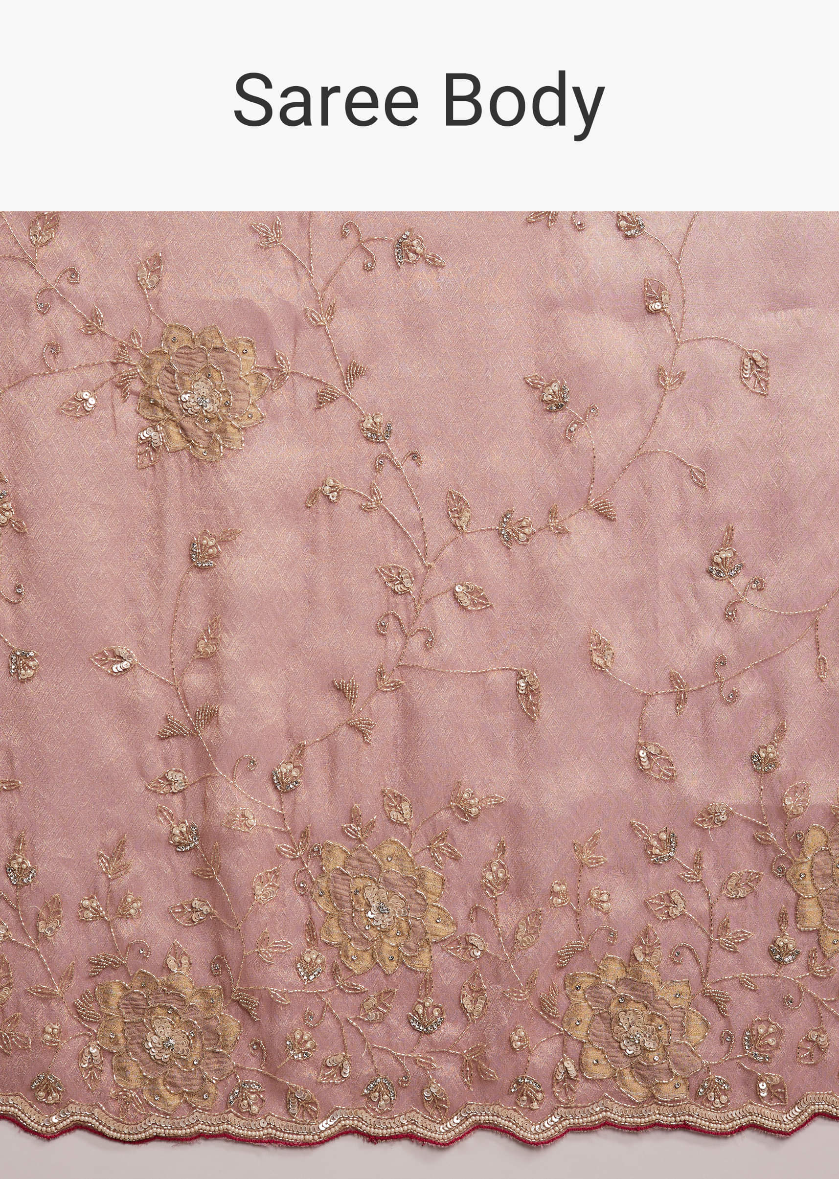 Pink Tissue Saree With Heavy Hand Embroidery - Image 9
