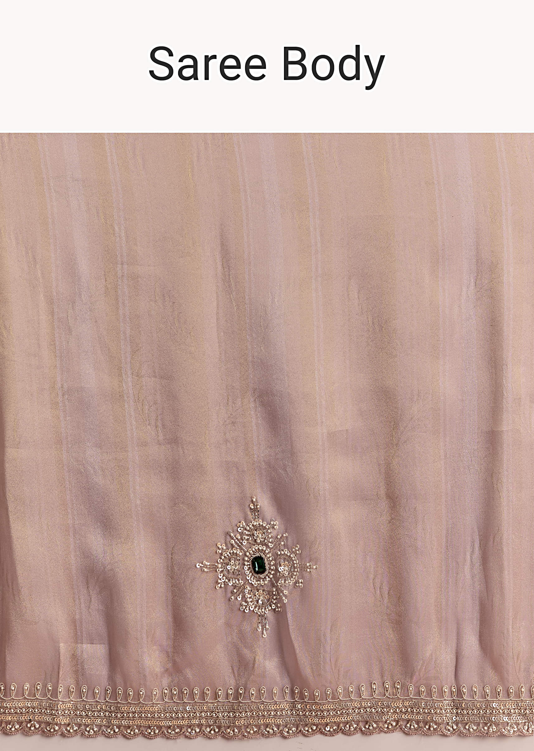 Pink Tissue Saree With Zardosi And Stone Embroidery - Image 8
