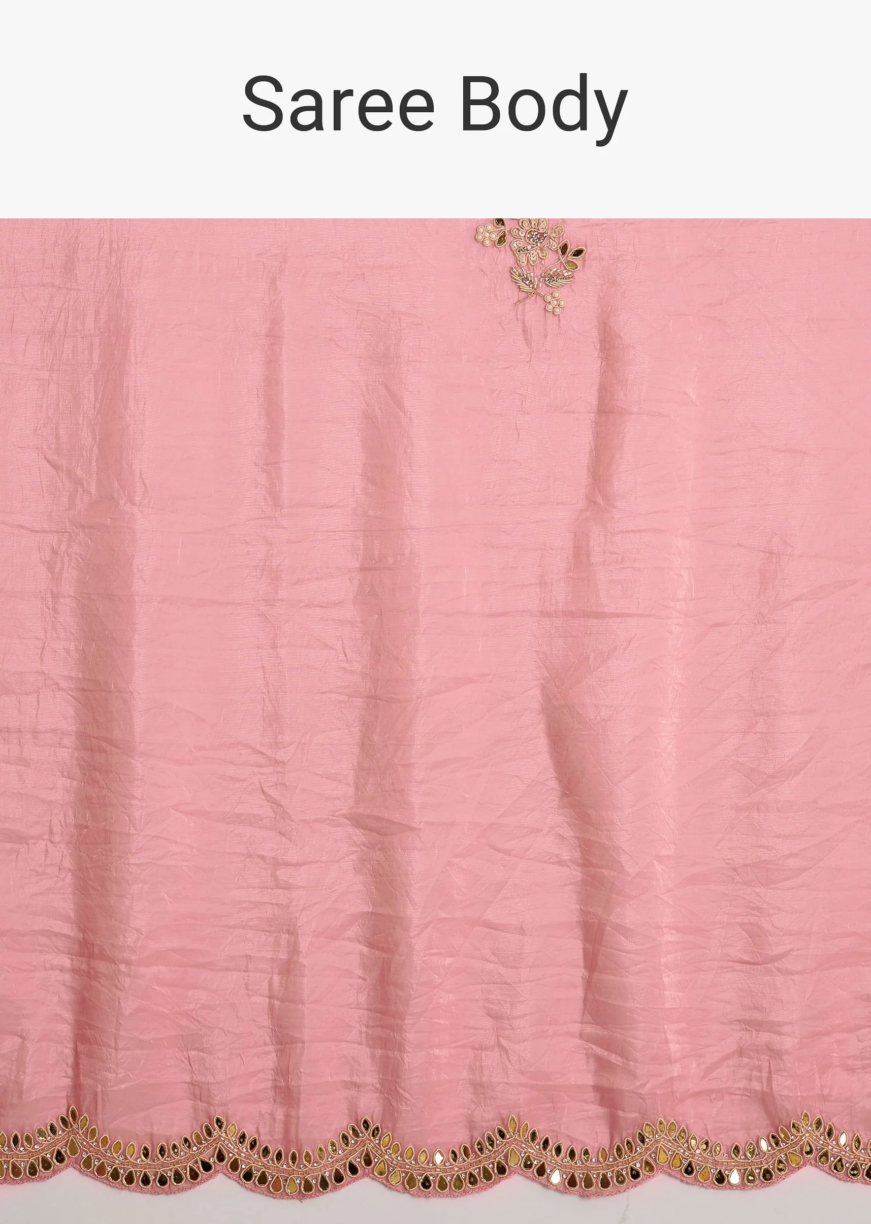 Pink Tissue Zardozi Saree With Scallop Border - Image 9