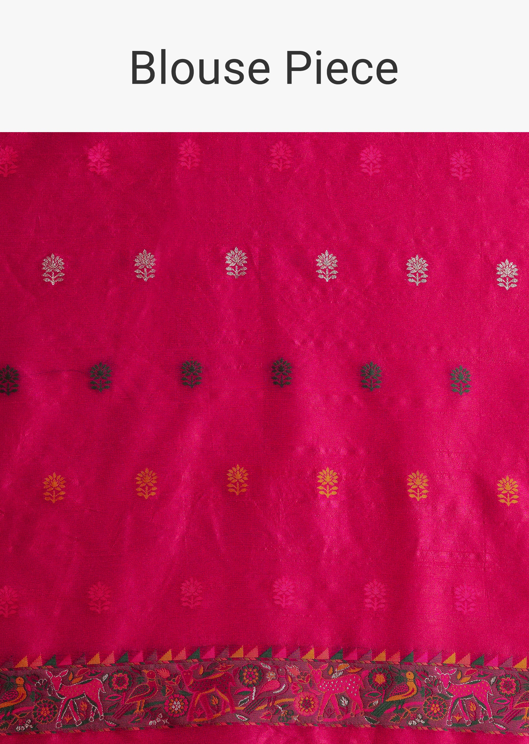 Pink Traditional Element Printed Woven Saree - Image 9