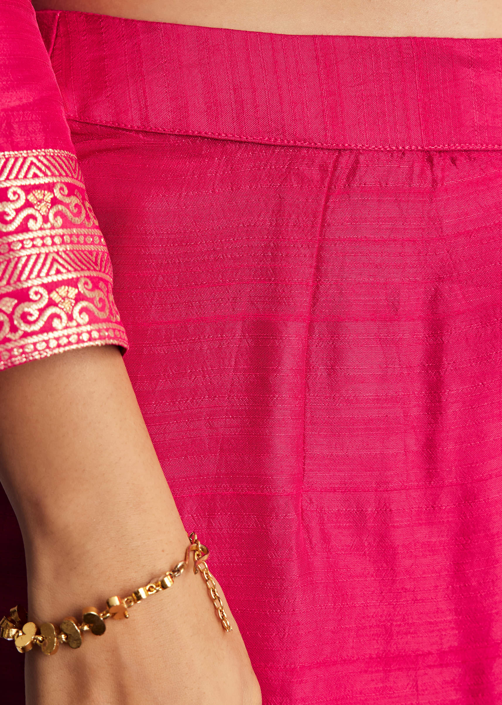 Pink Weave Silk Anarkali Suit With Dupatta - Image 7