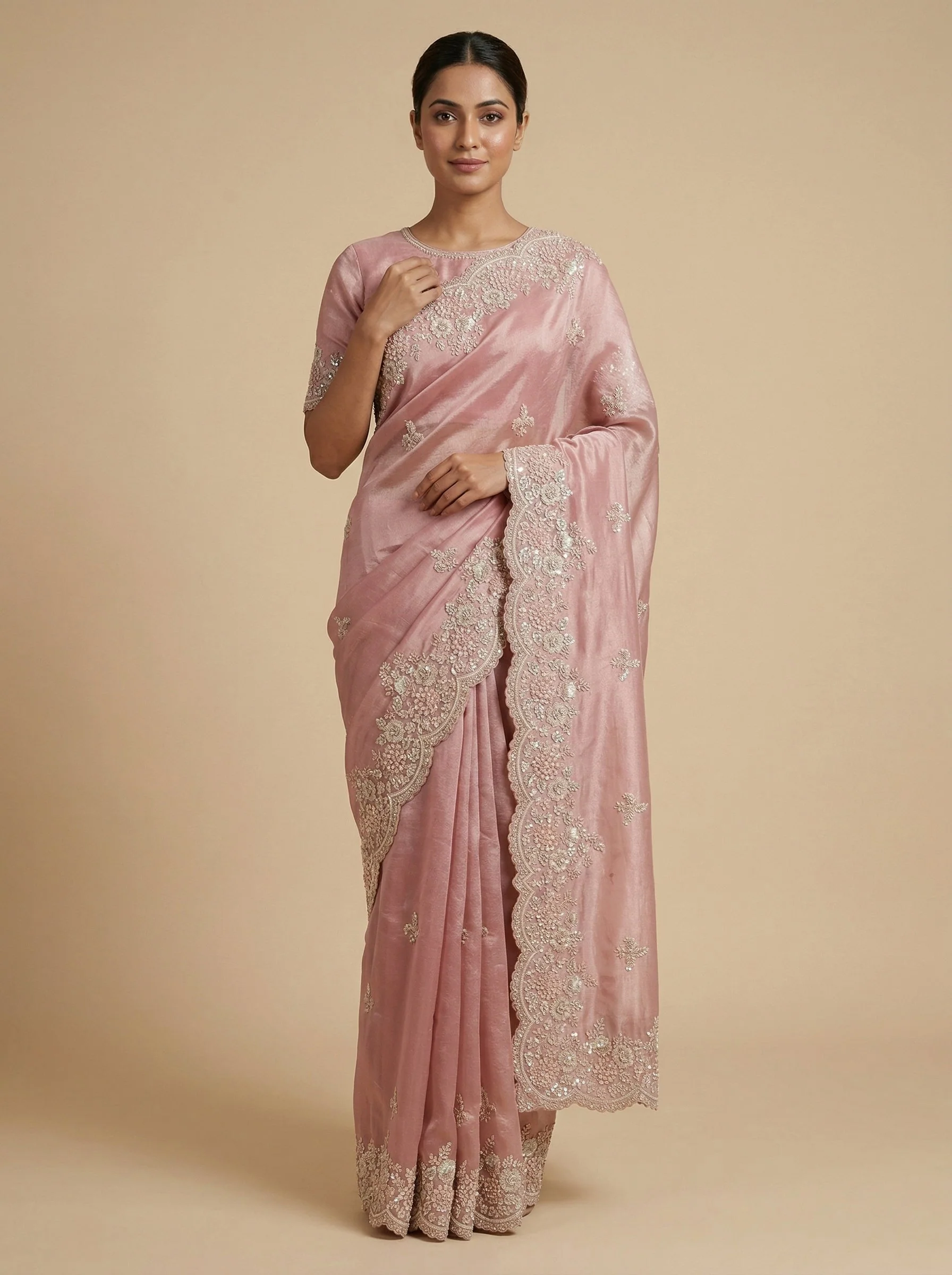 Pink Winning Embroidered Saree