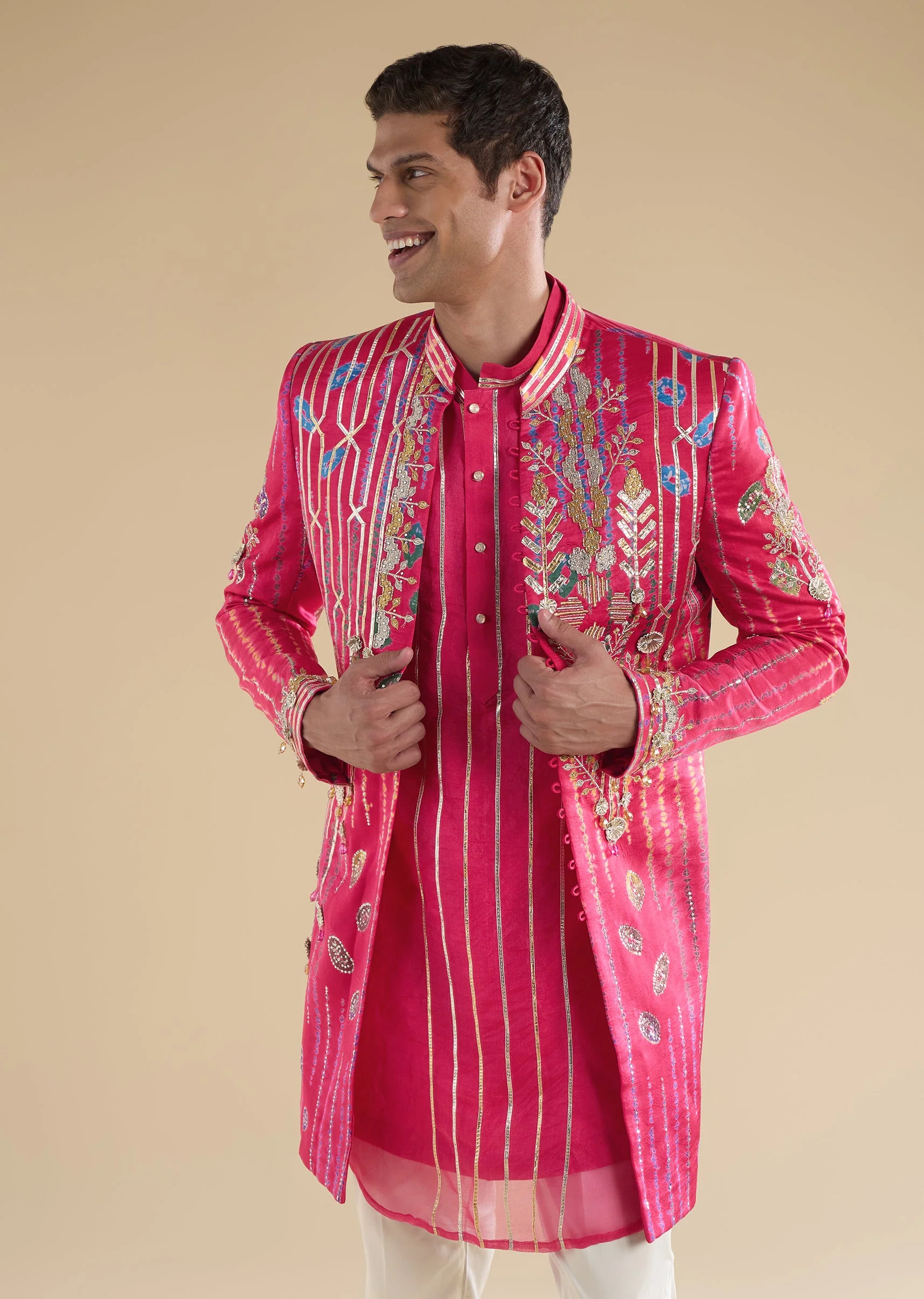 Pink Zardosi Indo Western Set - Image 4