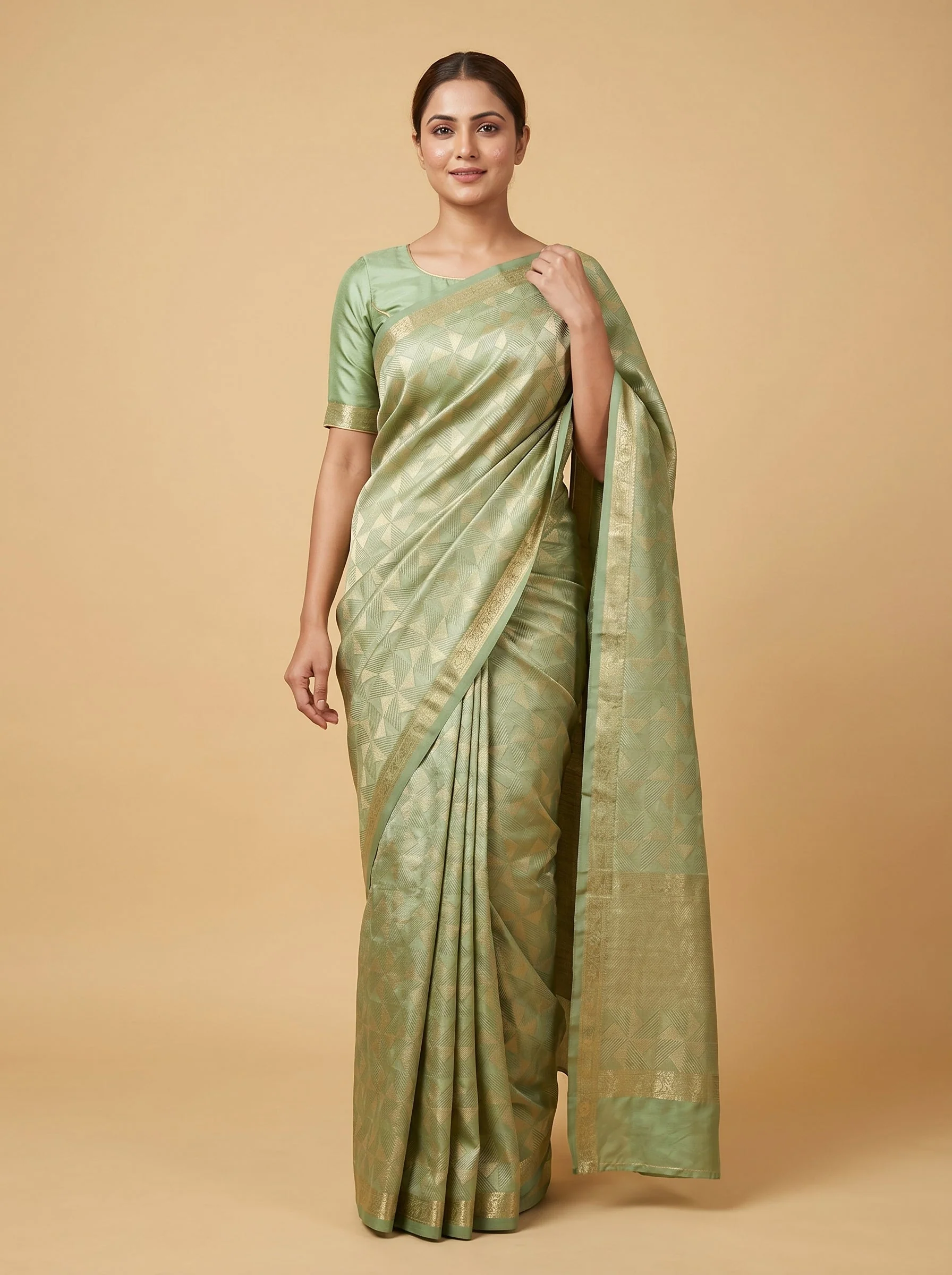 Pista Gentle Shade Handloom Saree