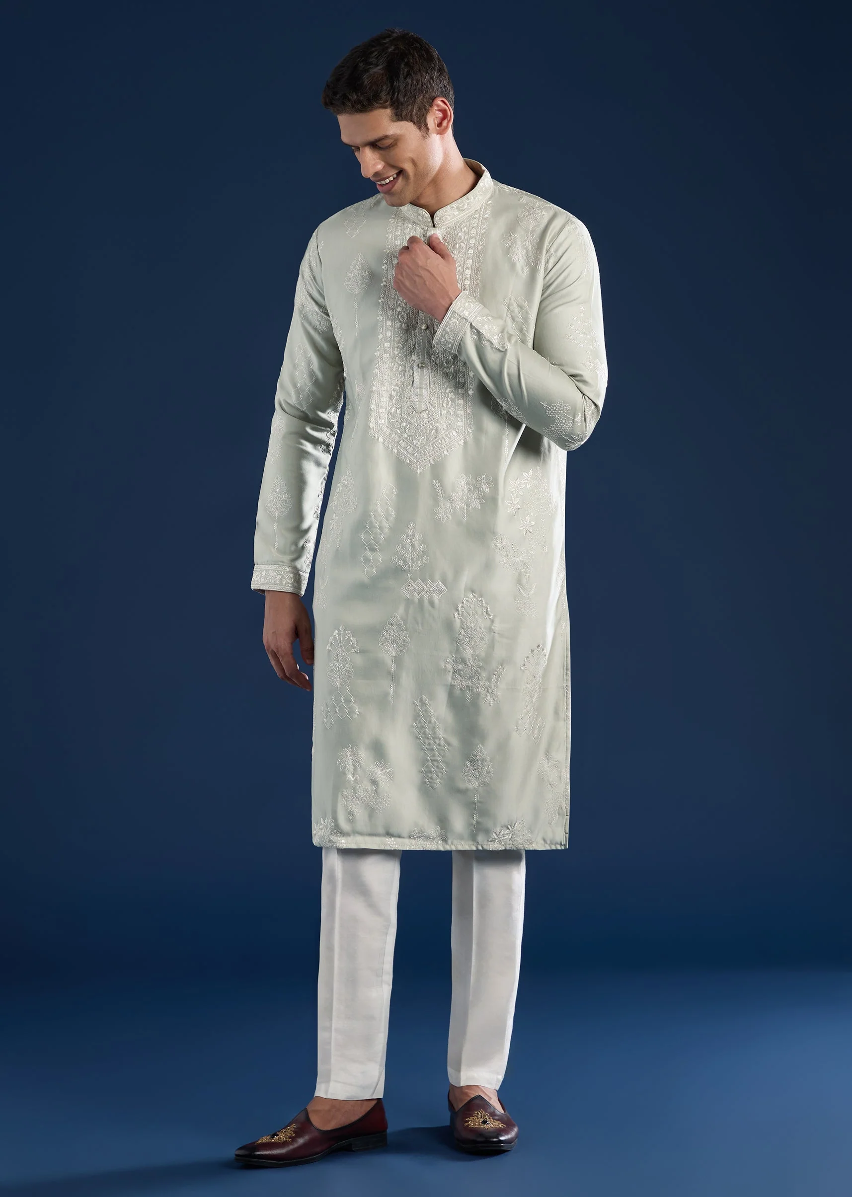 Pista Green Classic Kurta Set - Image 4