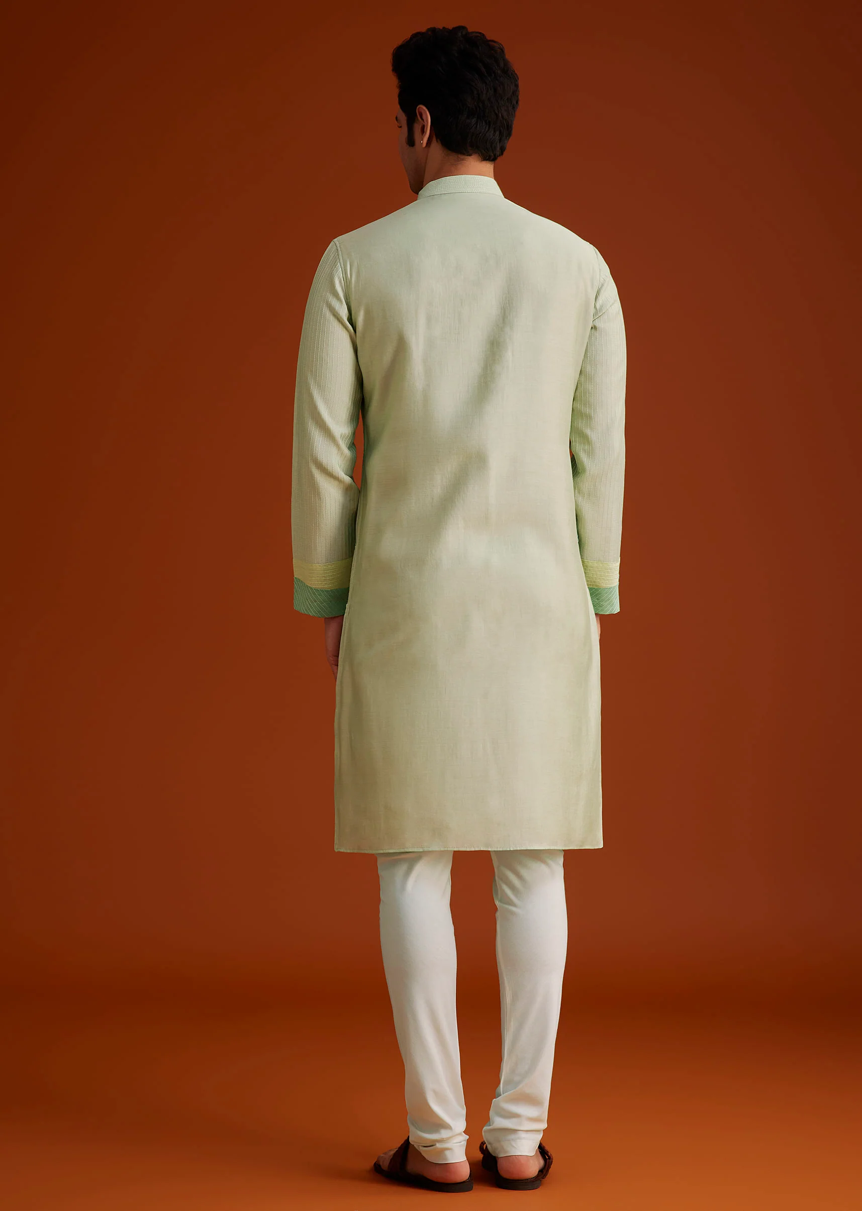 Pista Green Kurta Set In Contemporary Design - Image 5