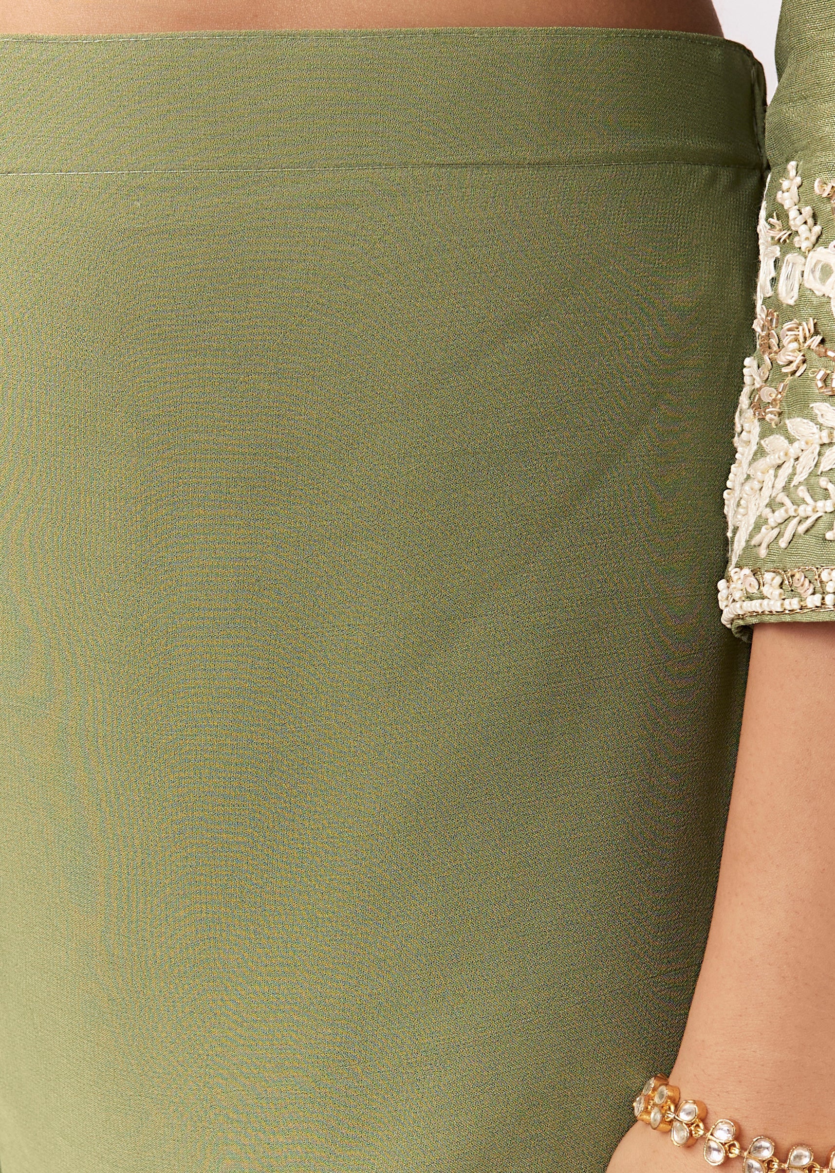 Pista Green Sharara Set With Mirror And Sequin Detailing - Image 6