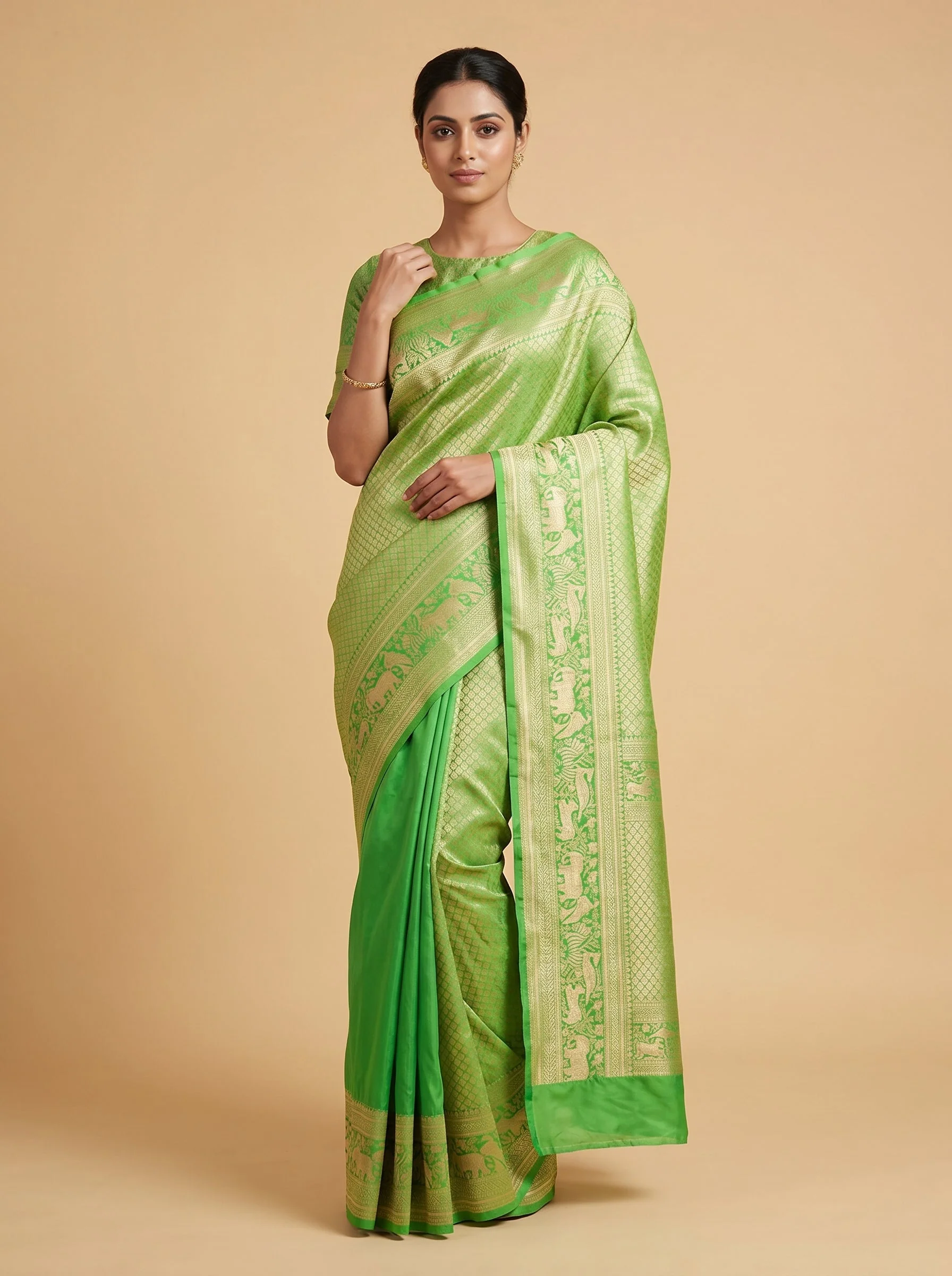 Pista Handloom Saree with Soft Tone