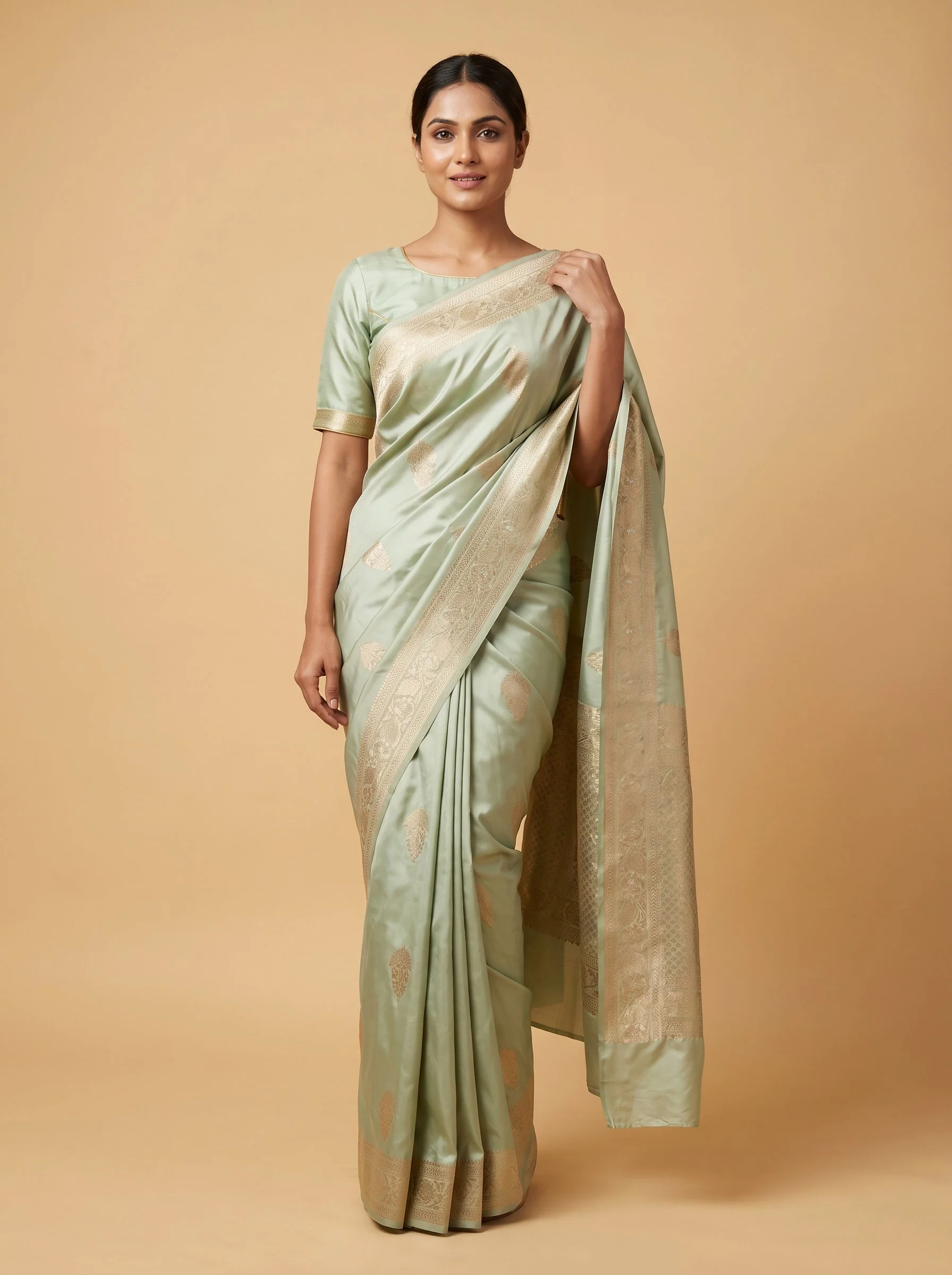 Pista Mint Freshness Handloom Saree