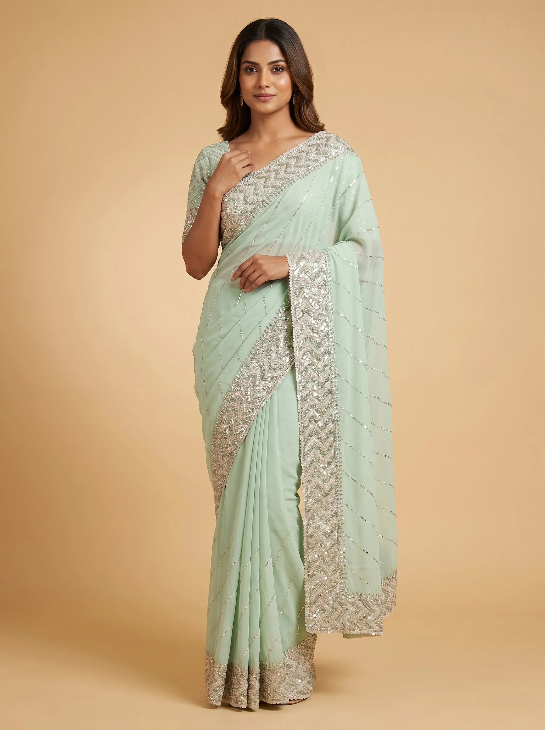 Pista Mint Loom Handloom Saree
