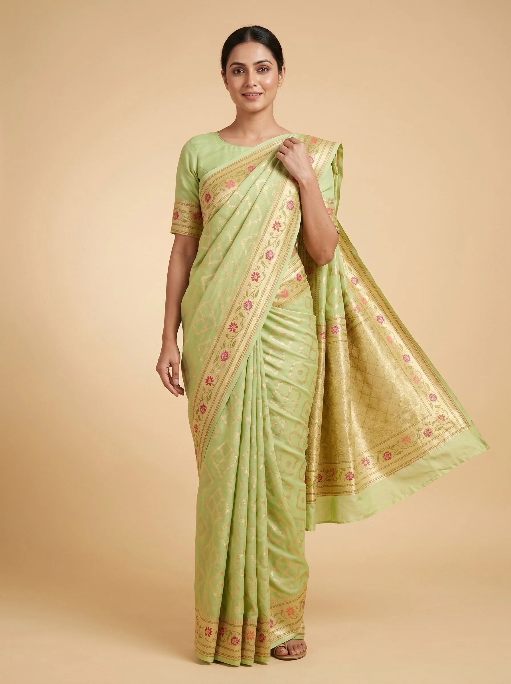 Pista Subtle Green Handloom Saree