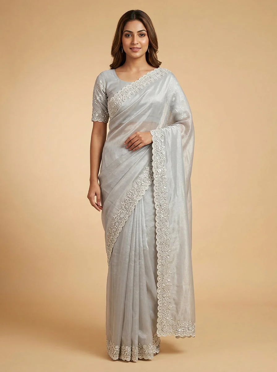 Platinum Silver Sleek Luxe Saree