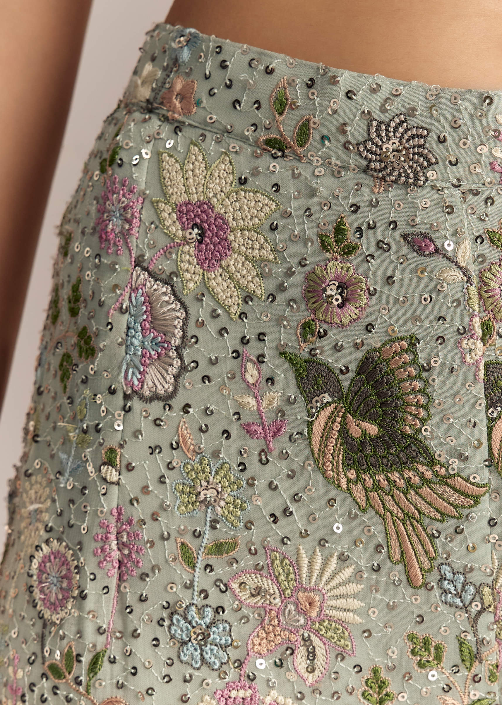 Powder Blue Georgette Palazzo Suit With Sequins And Resham Work - Image 6