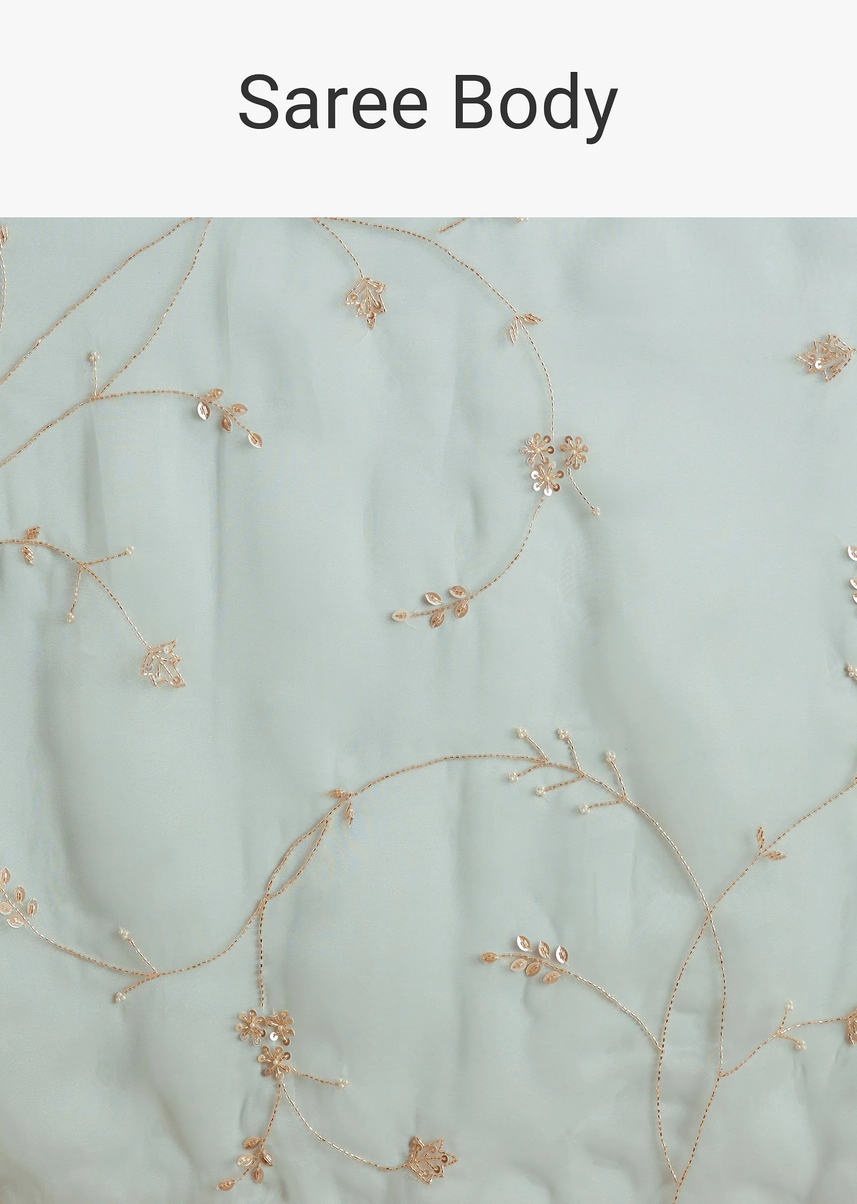 Powder Blue Tissue Embroidered Saree With Scallop Border - Image 9