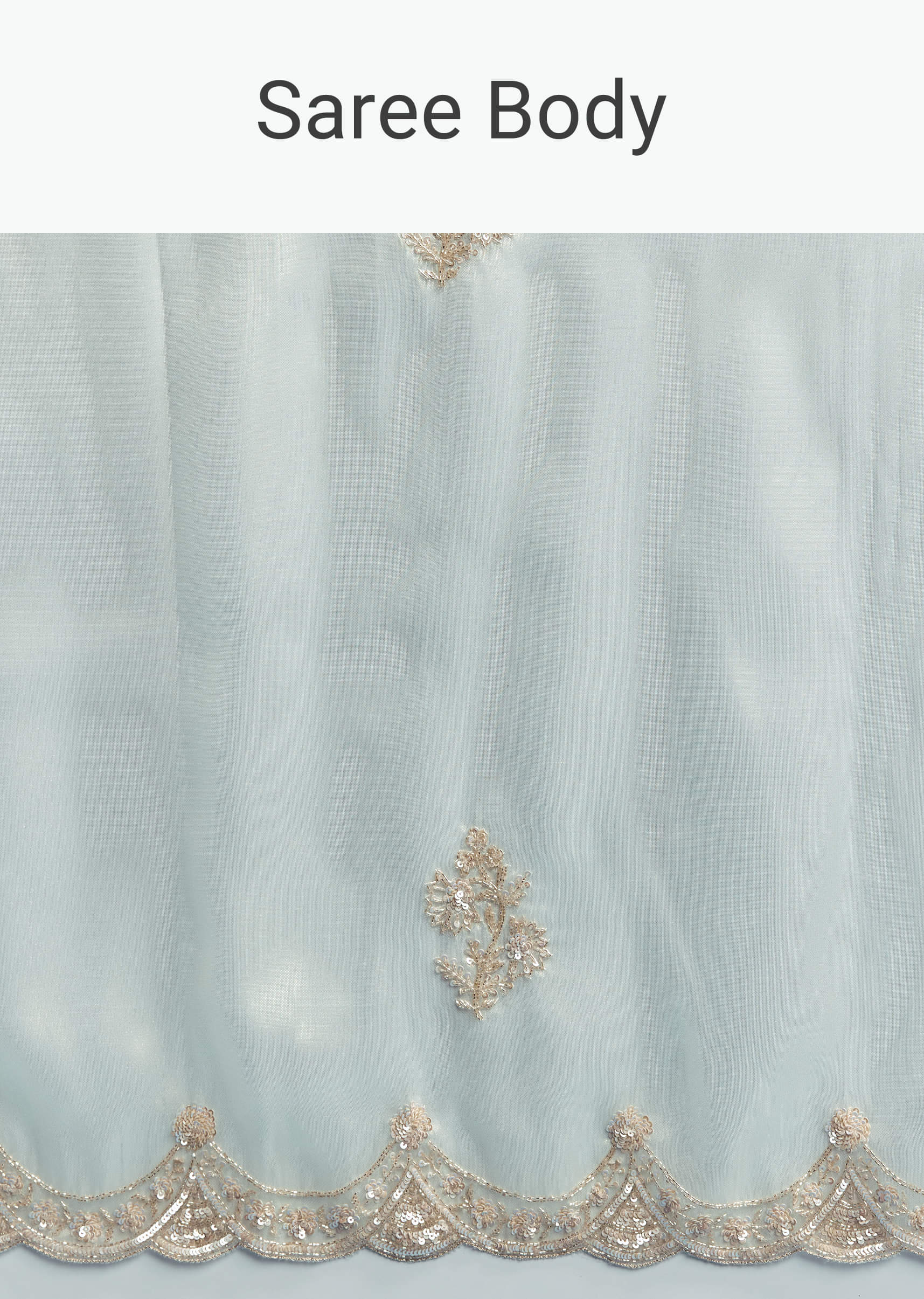Powder Blue Tissue Saree With Cutdana Embroidery - Image 8
