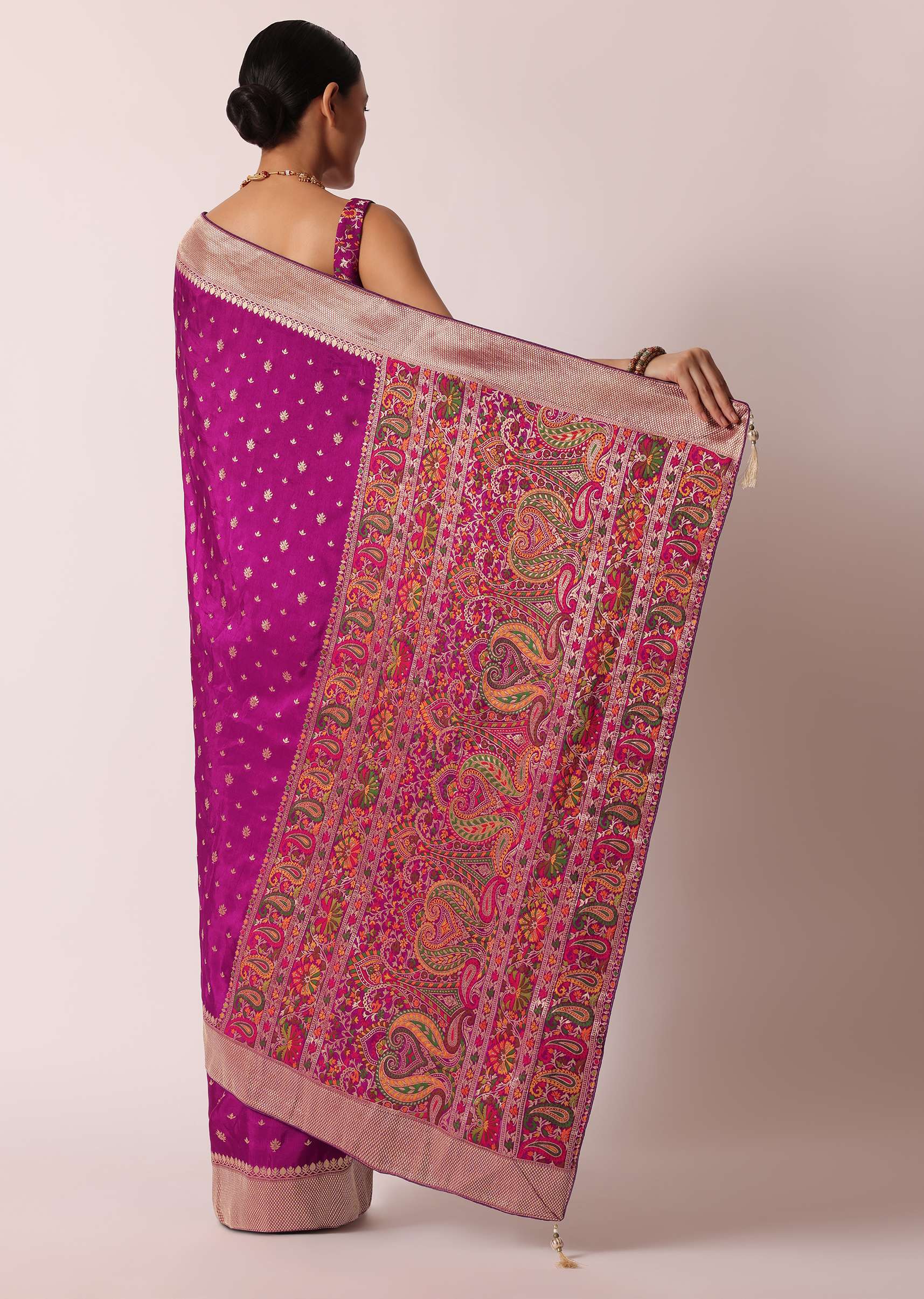 Purple Banarasi Silk Handloom Saree With Woven Motifs And Unstitched Blouse Piece - Image 6