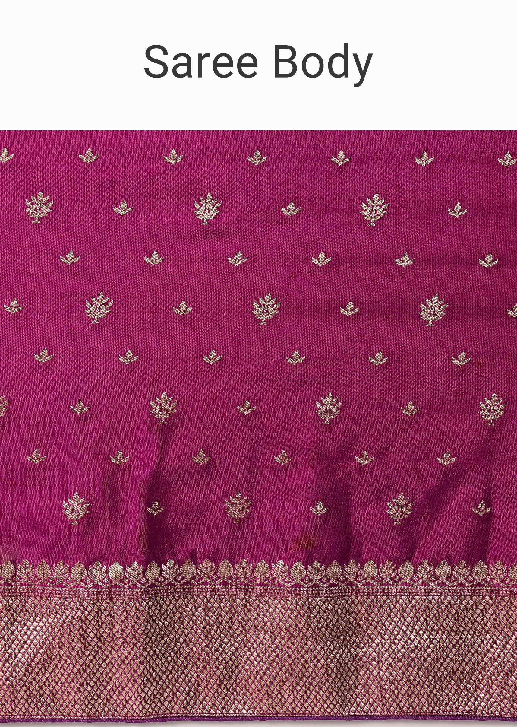 Purple Banarasi Silk Handloom Saree With Woven Motifs And Unstitched Blouse Piece - Image 8
