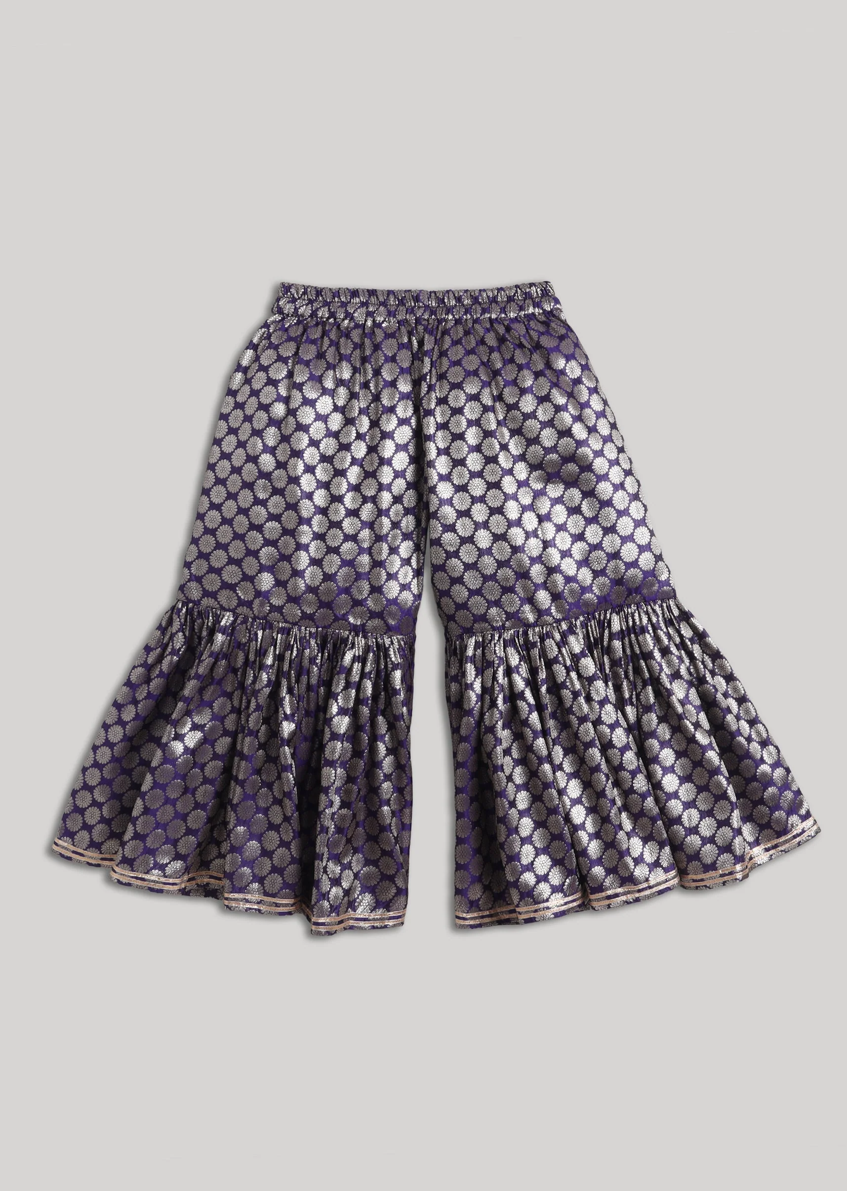 Purple Banarasi Silk Sharara Set - Image 6