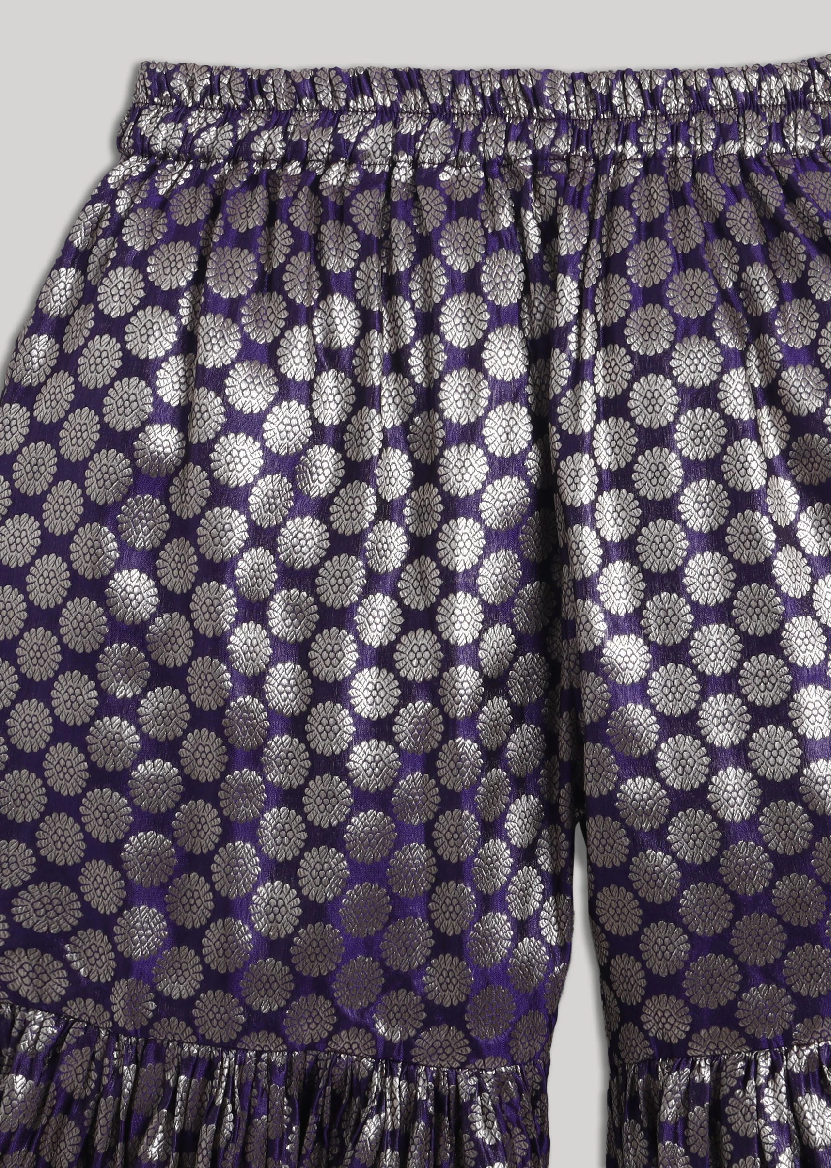 Purple Banarasi Silk Sharara Set - Image 7