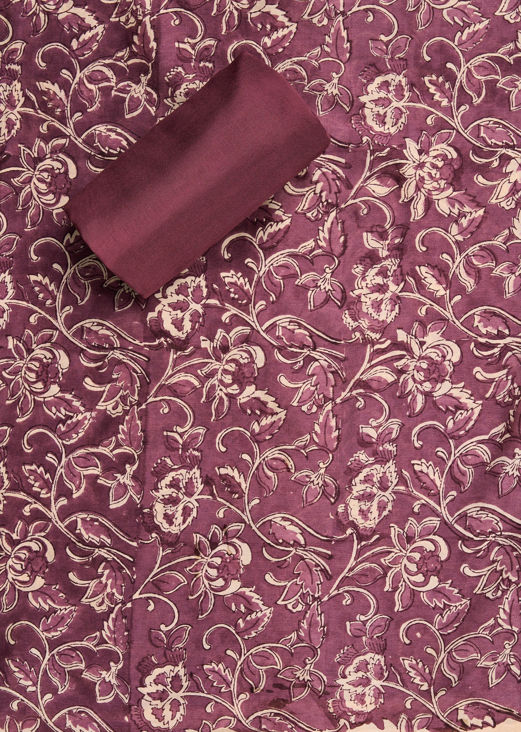 Purple Chanderi Printed Unstitched Suit Set - Image 3