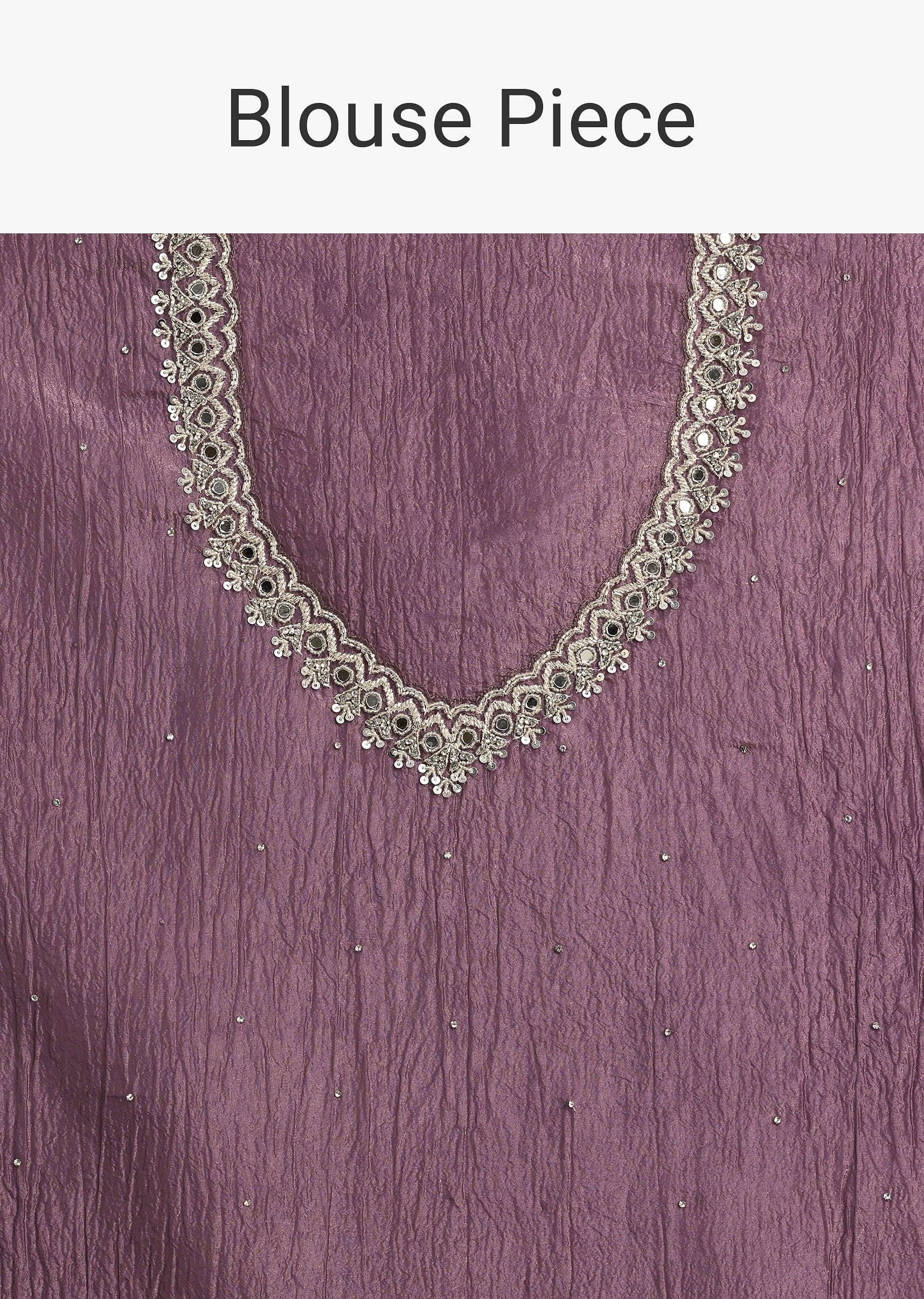 Purple Crushed Tissue Saree With Mirror And Cutdana Embellished Border - Image 10