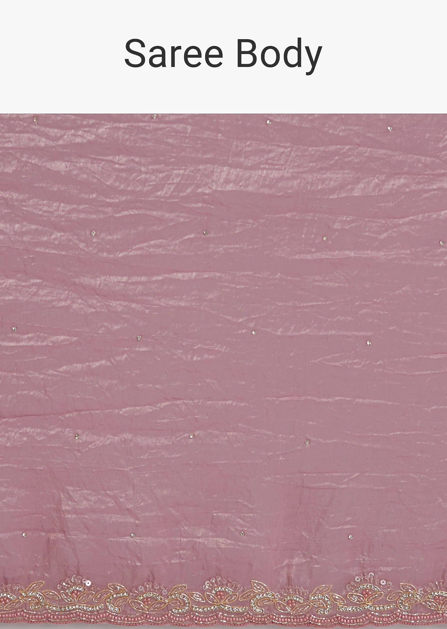 Purple Crushed Tissue Saree With Stone Embellishment And Embroidered Border - Image 9