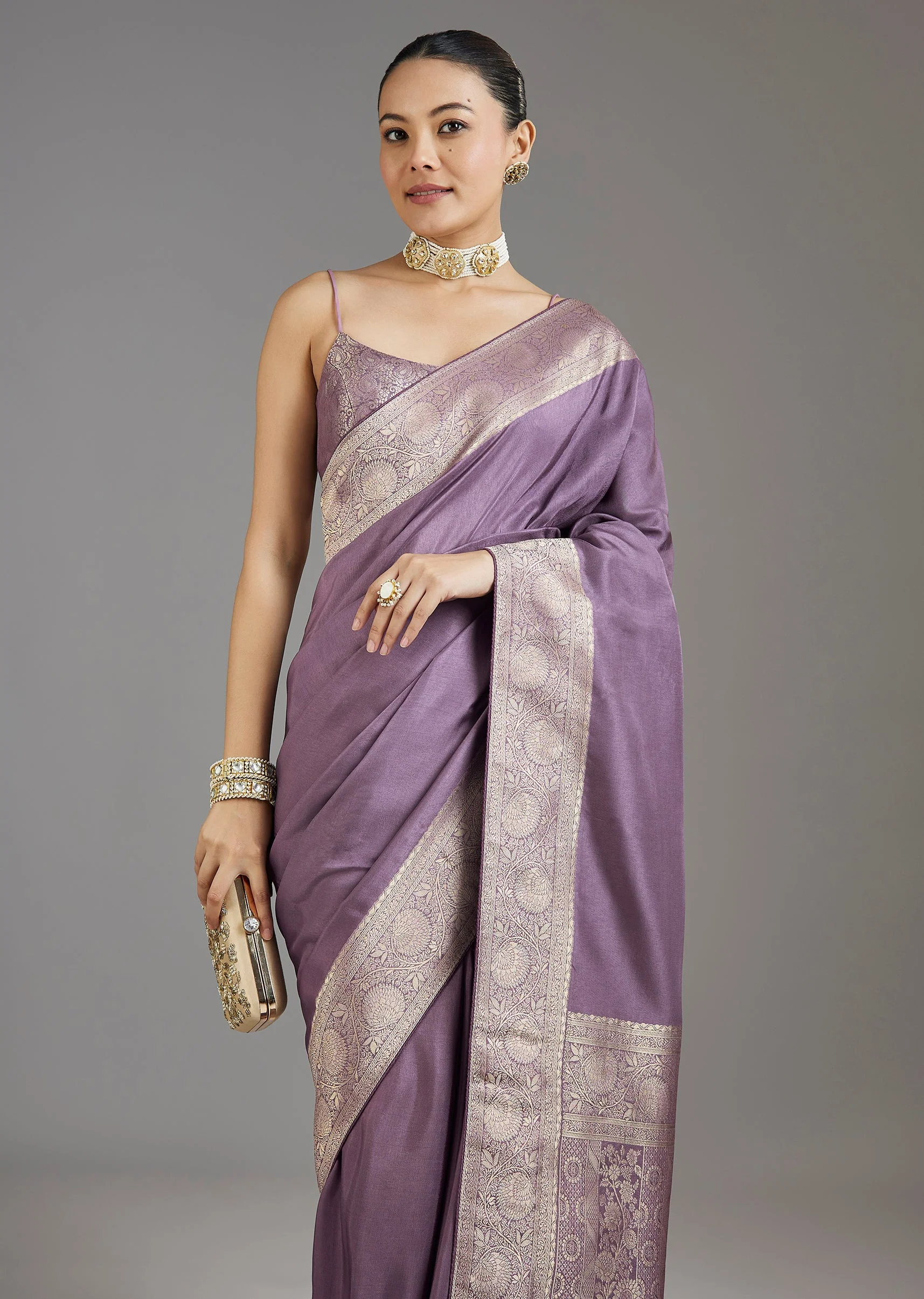 Purple Dola Silk Saree - Image 2